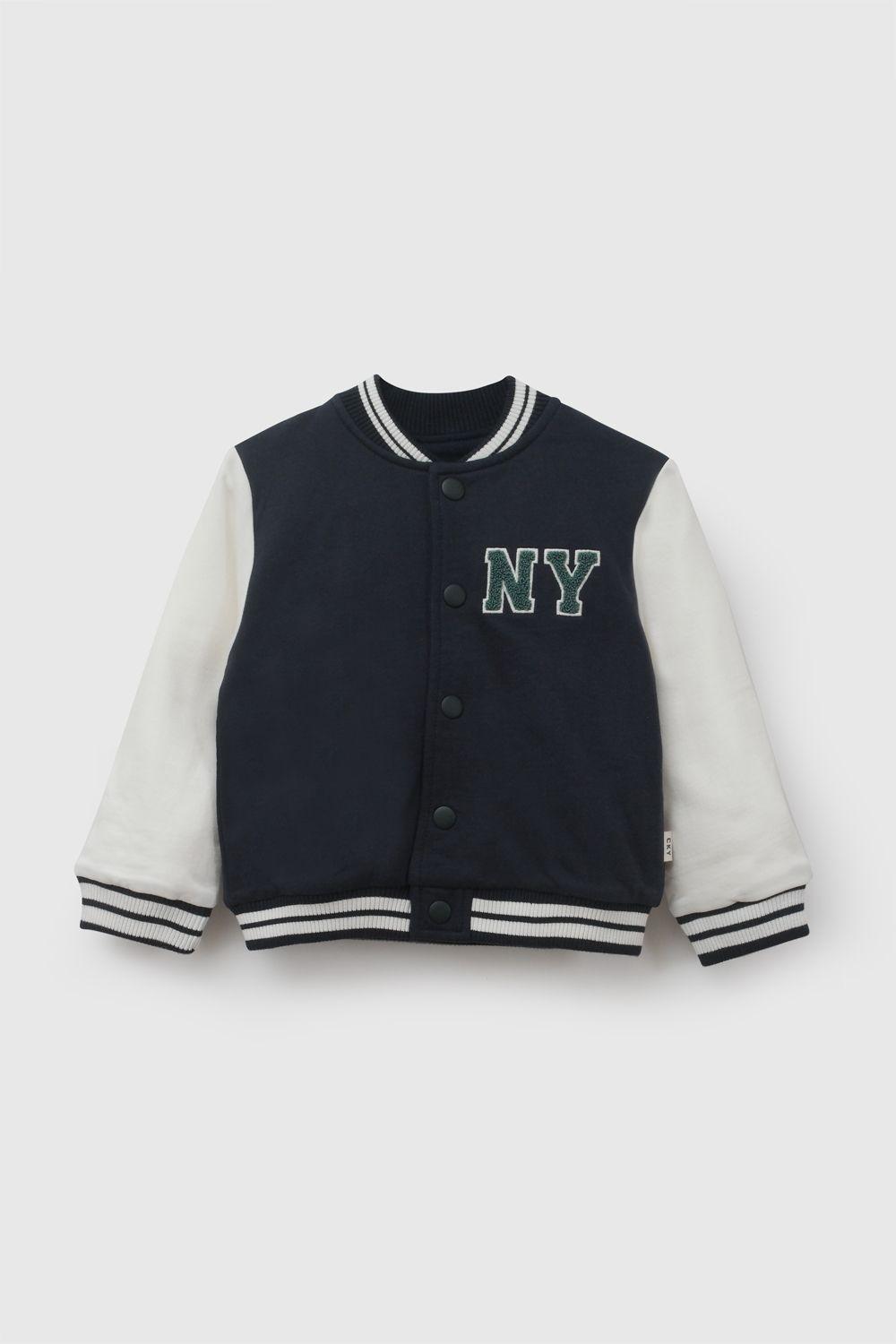 Poleron Bomber Azul Marino Niño 6-9M a 4-5A Colloky-0