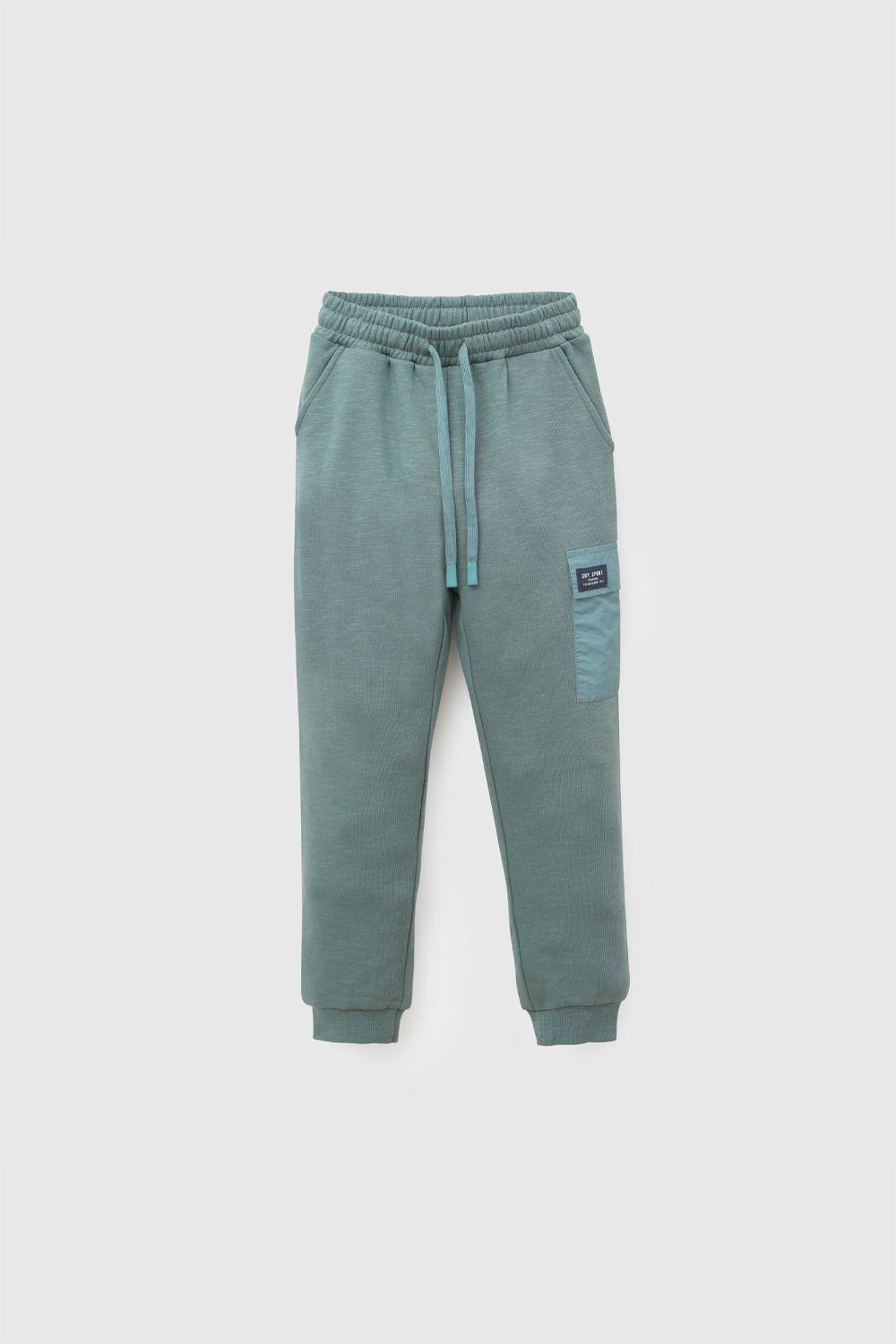 Pantalon Buzo Bolsillo Verde Niño 3-4A a 12-13A Colloky-0