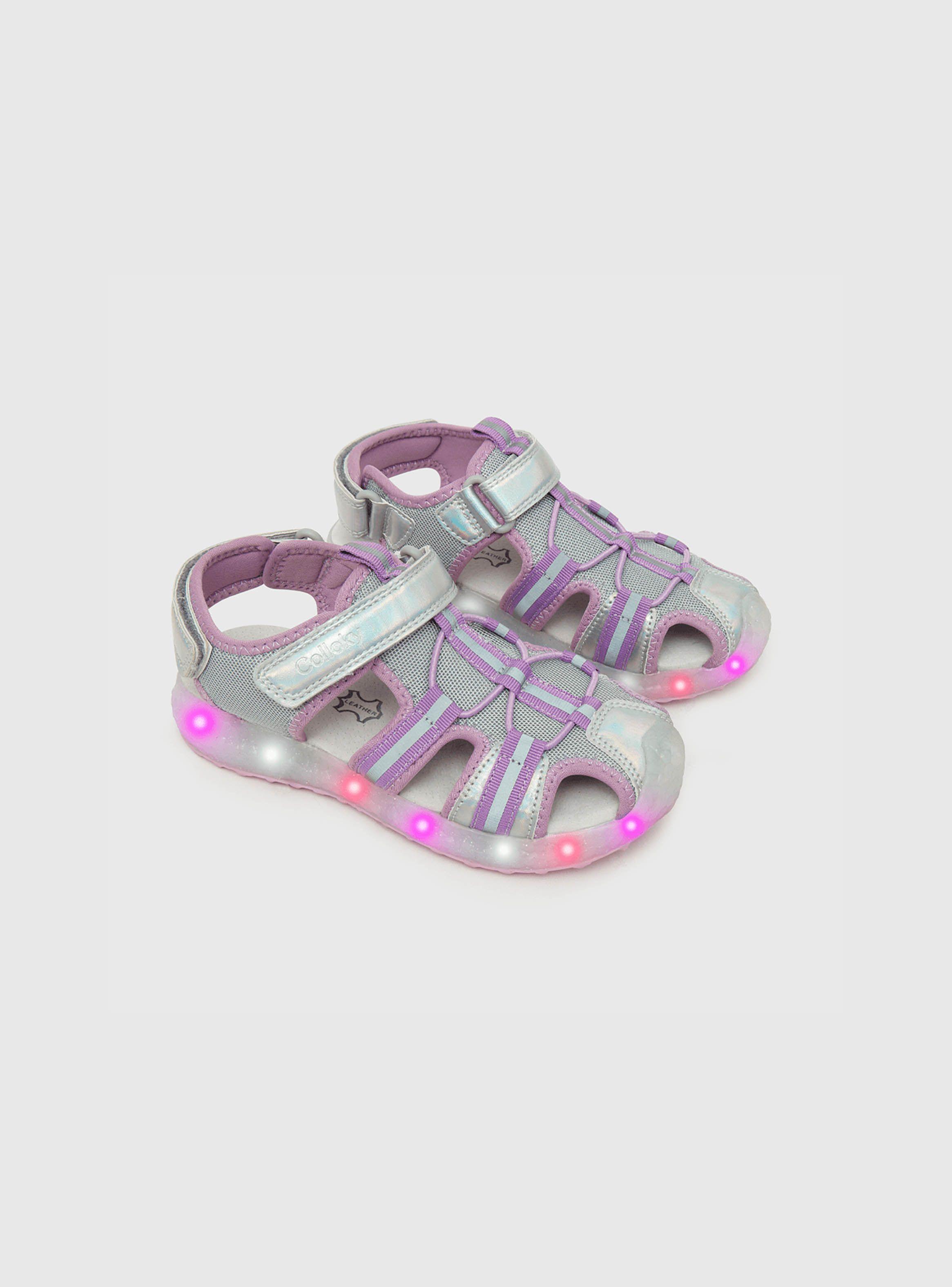 Sandalia Con Luces De Niña Velcro Gris (28 A 36) Colloky-0