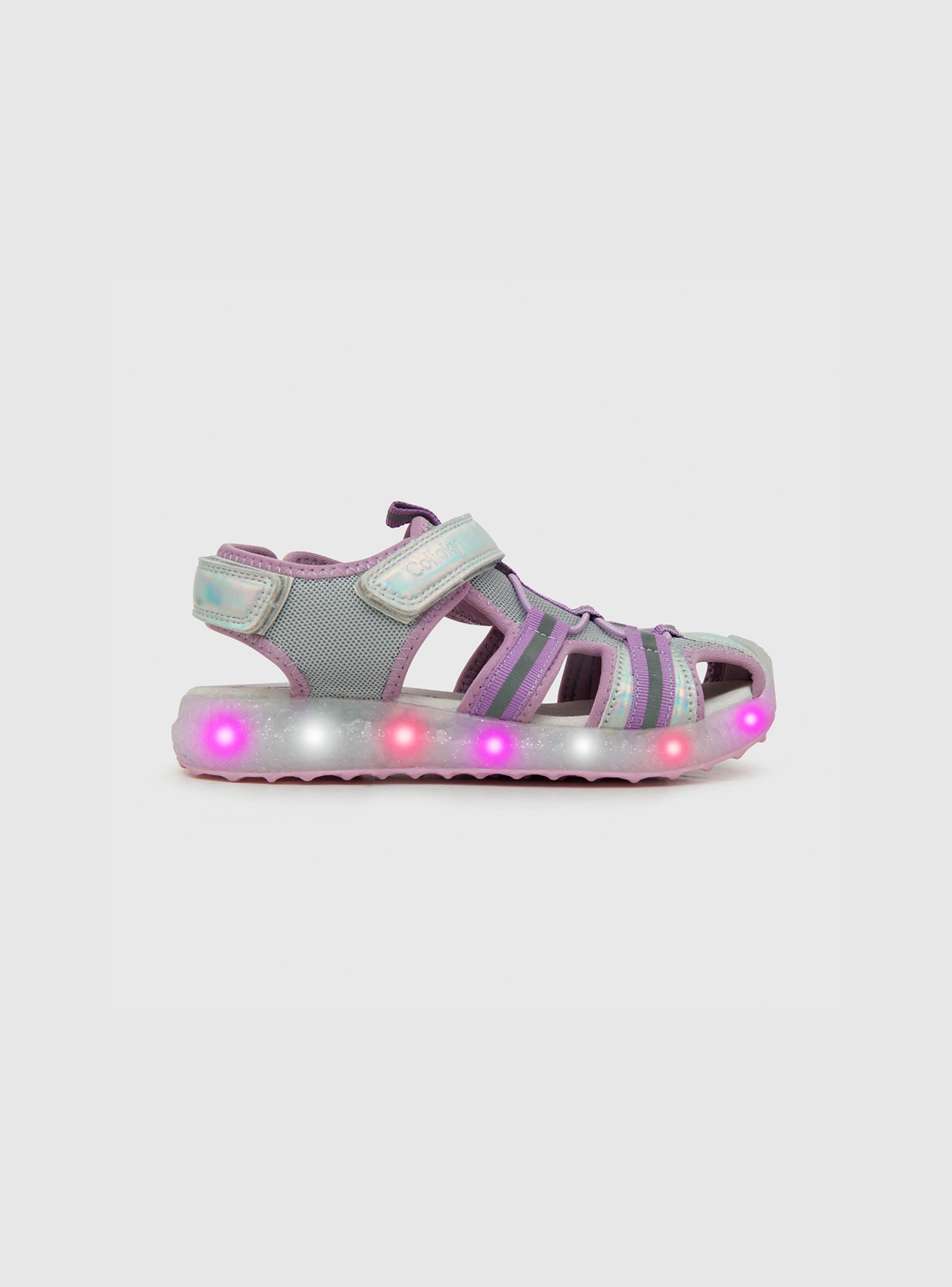 Sandalia Con Luces De Niña Velcro Gris (28 A 36) Colloky-1