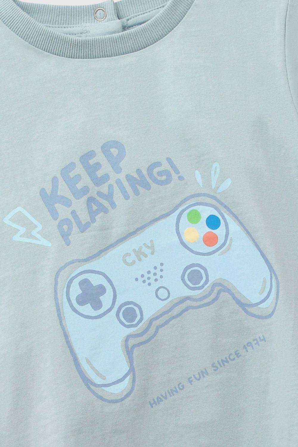 Polera Joystick Celeste Niño 6-9M a 4-5A Colloky-2