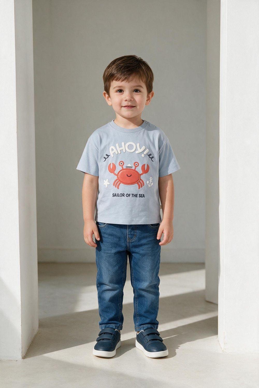 Polera Cangrejo Celeste Niño 6-9M a 4-5A Colloky-1