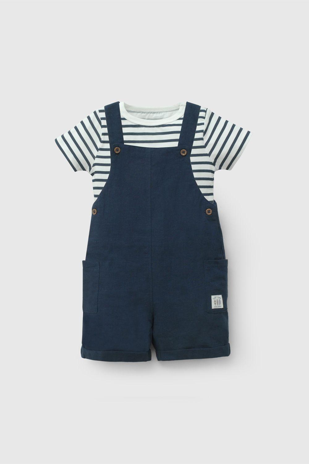 Conjunto Jardinera Y Body Azul De Niño COAL0557V26-0