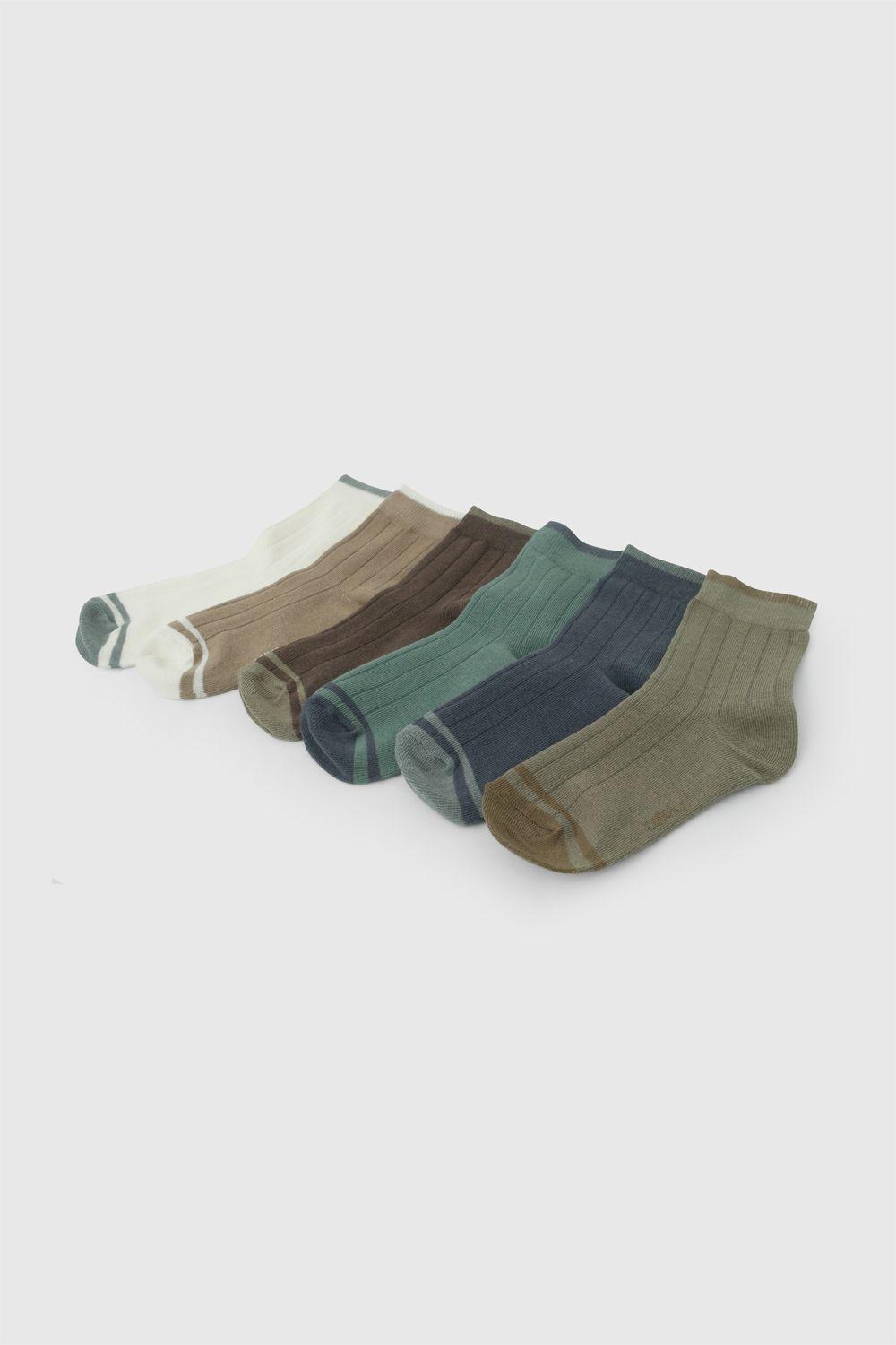 Pack 6 Calcetin 3/4 Rayas Multicolor Niño 3/4A a 9/12A Colloky-1
