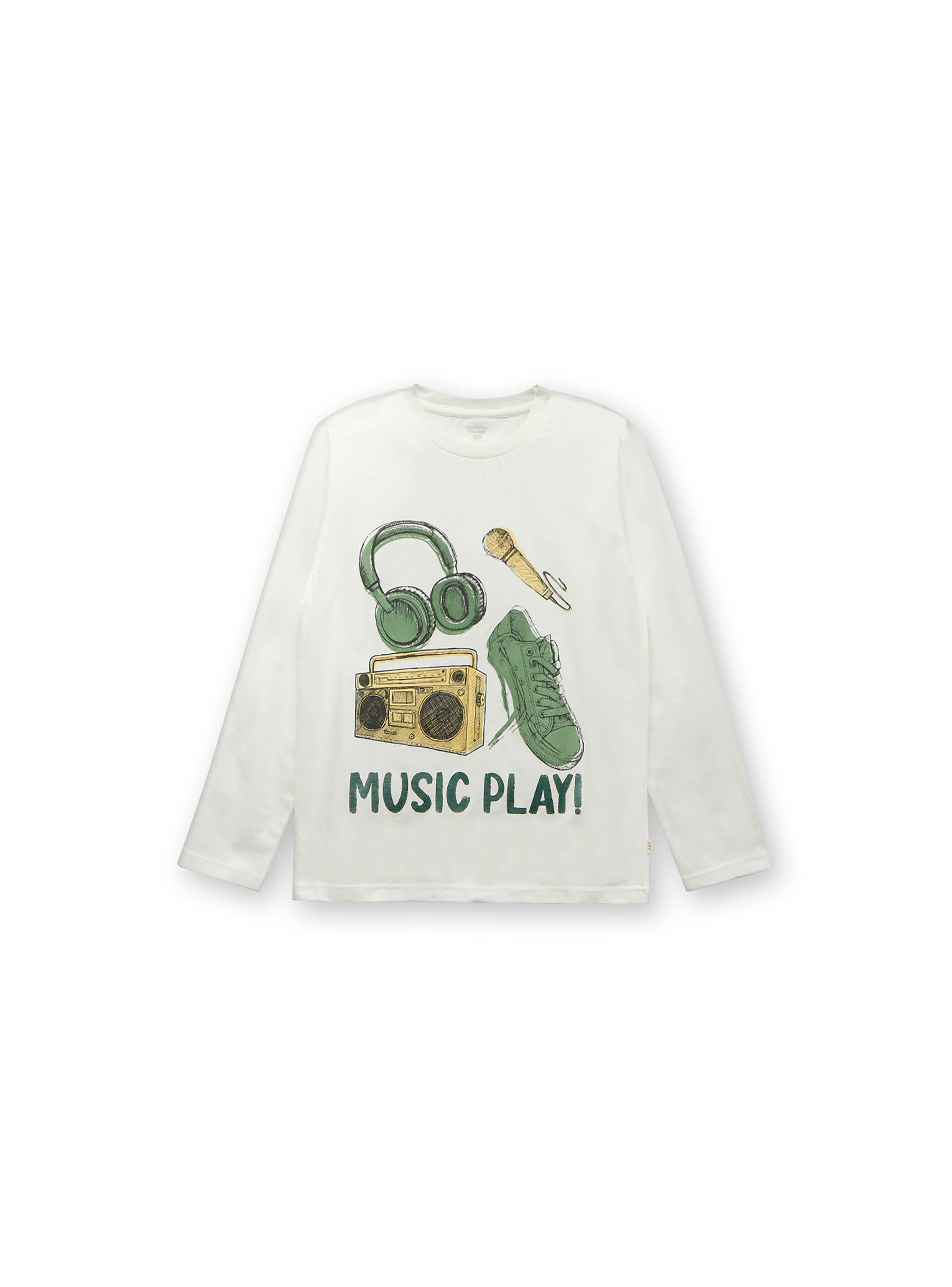 Polera De Niño Music Blanco (2 A 12 Años) Colloky-0