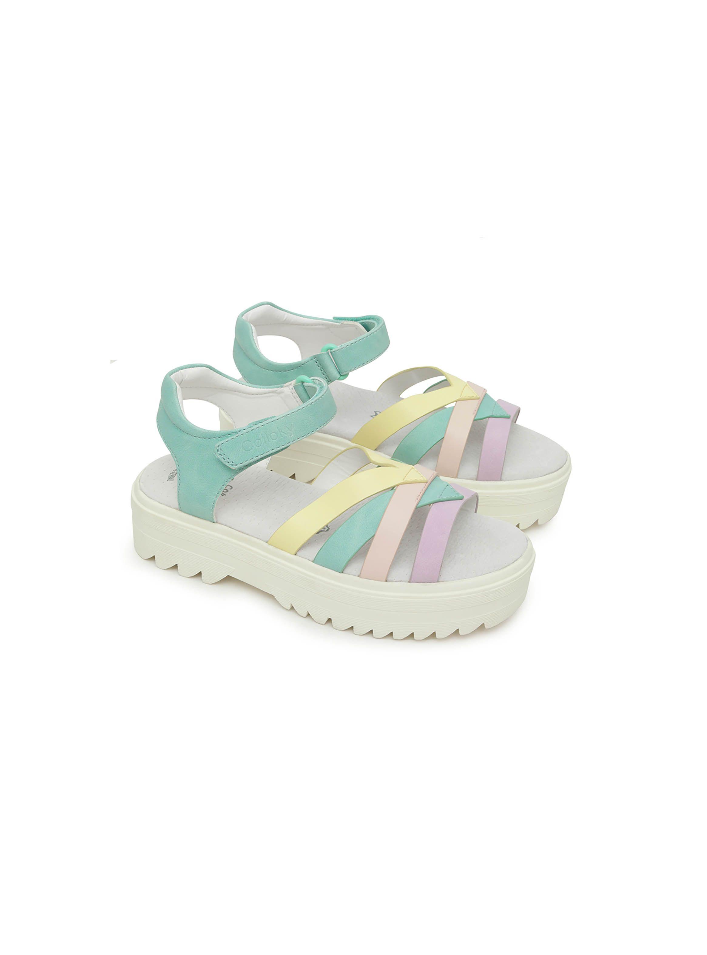Sandalia De Niña Plataforma Verde Menta (28 A 38) Colloky-0