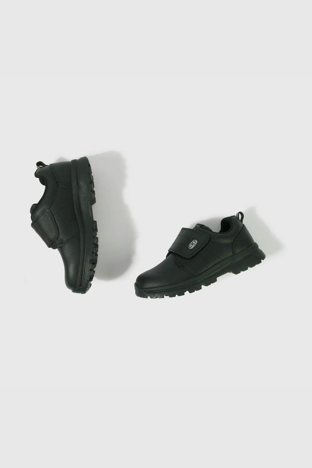 Zapato Escolar Negro de Cuero con Velcro 2217-3