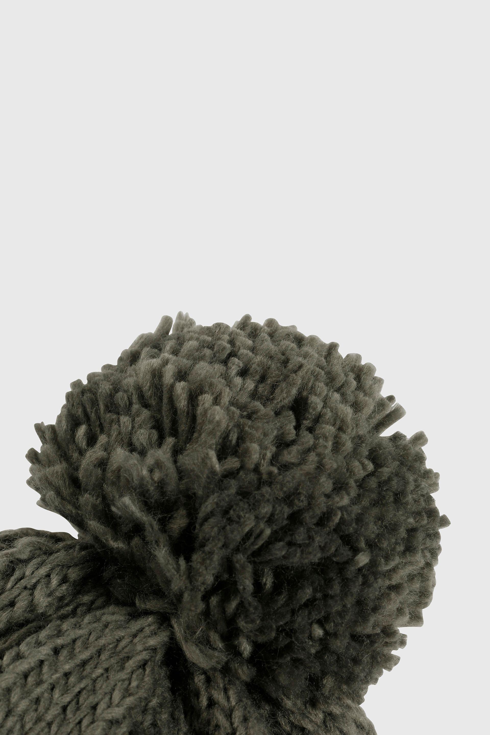 Gorro Tejido Trenzado con Forro Verde-1