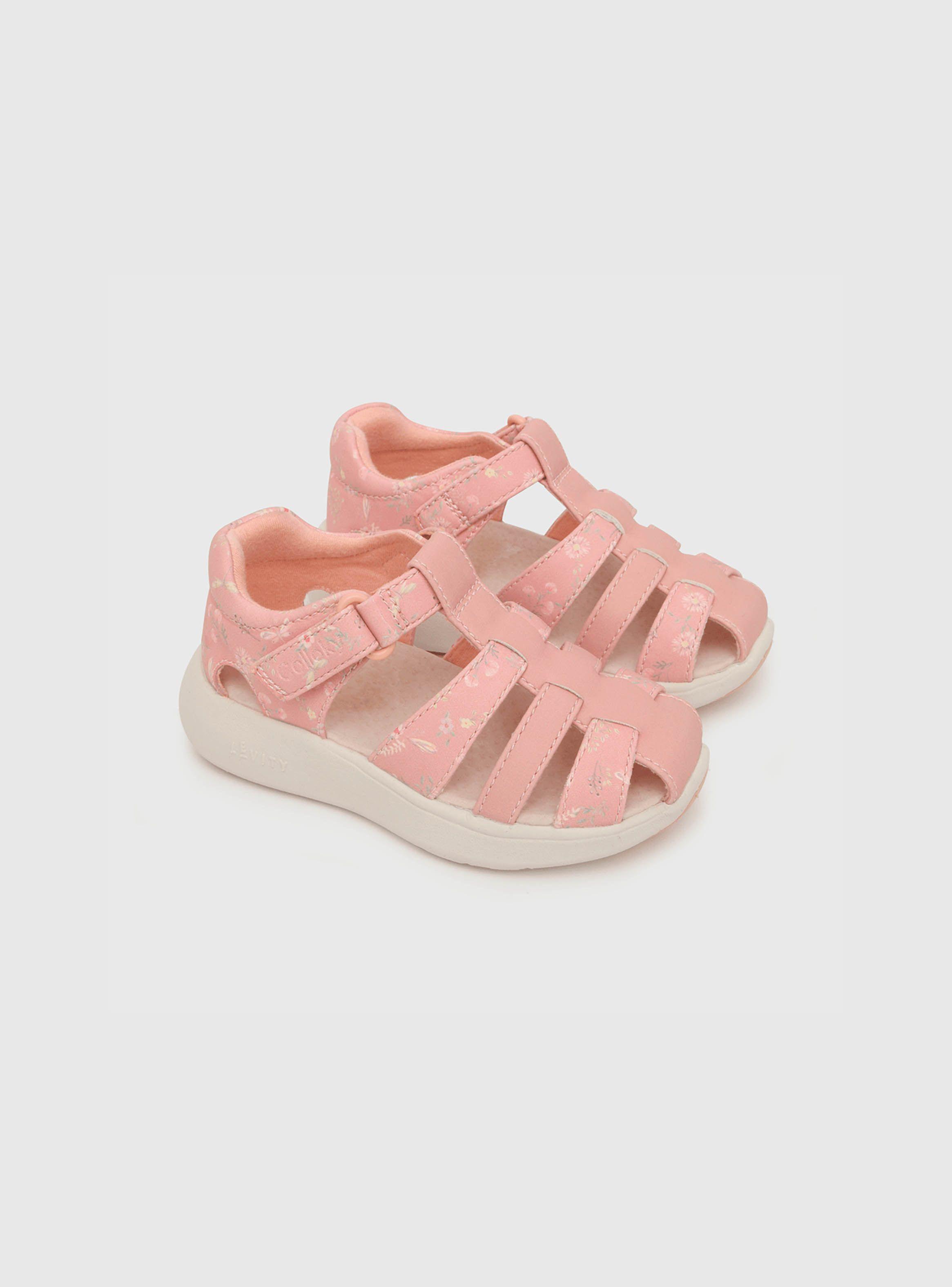 Sandalia De Niña Velcro Estampada Rosado (21 A 27) Colloky-0