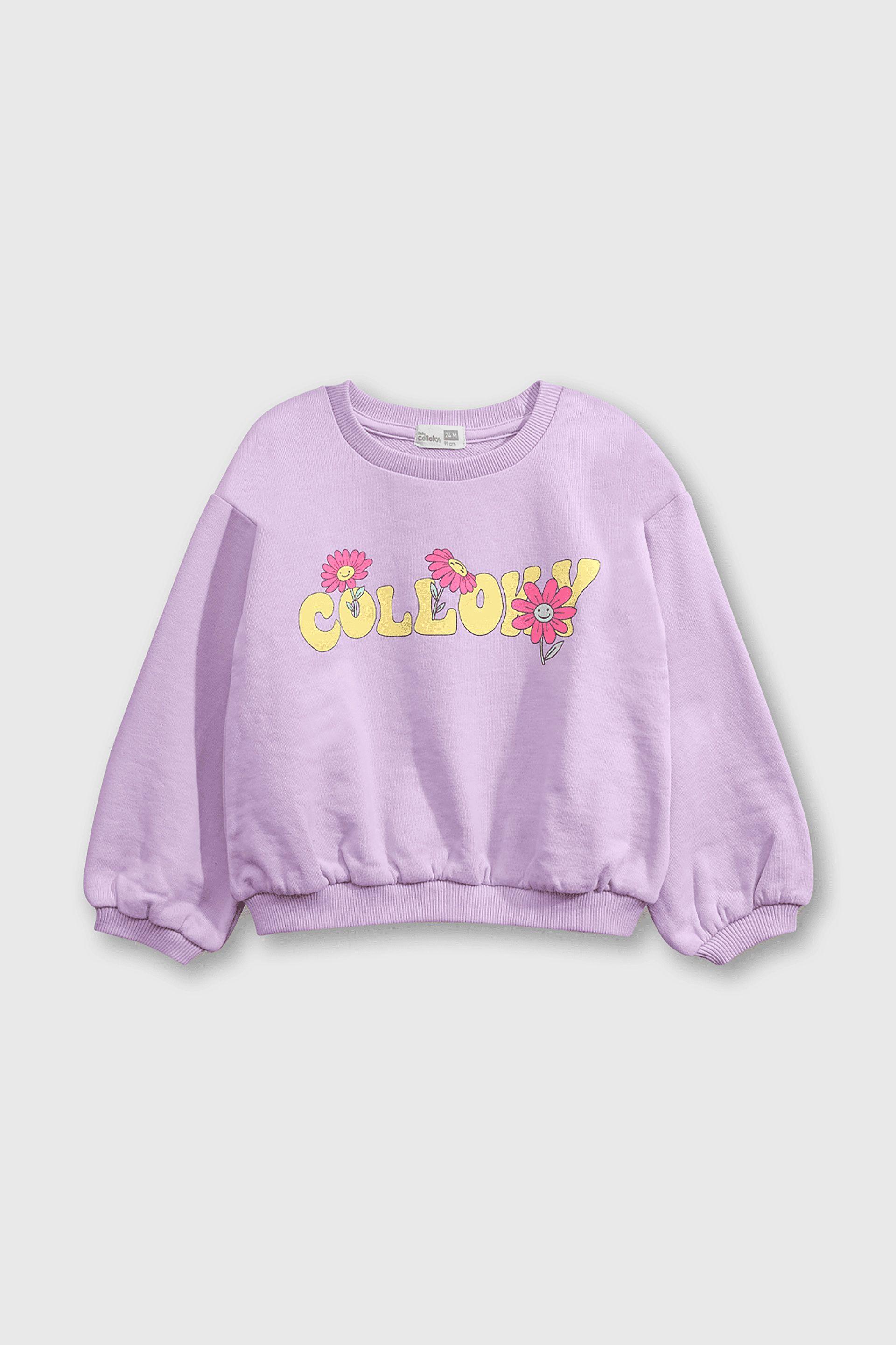 Polerón Morado Holgado de polycotton con Estampado para Bebé-0