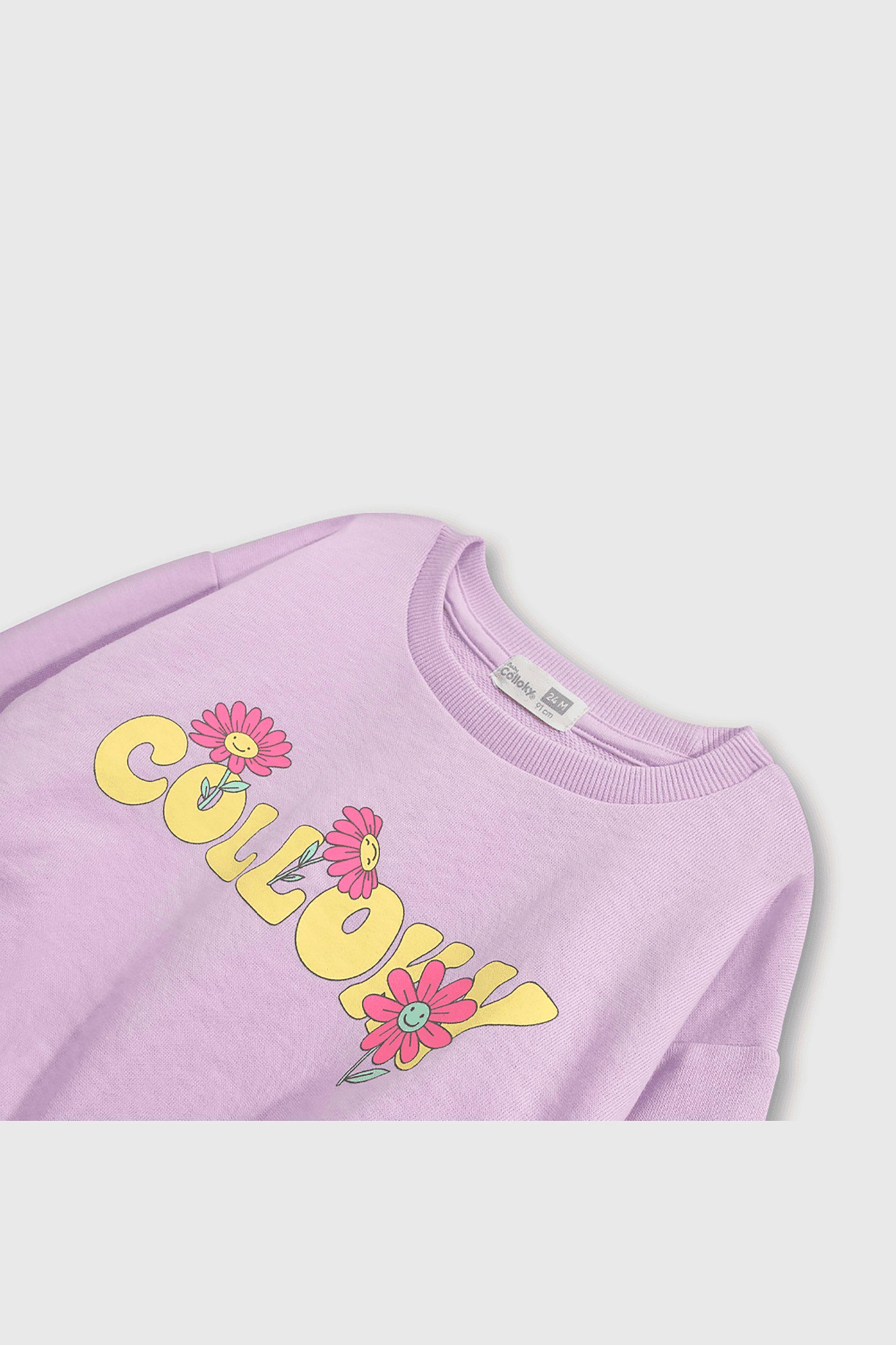 Polerón Morado Holgado de polycotton con Estampado para Bebé-2