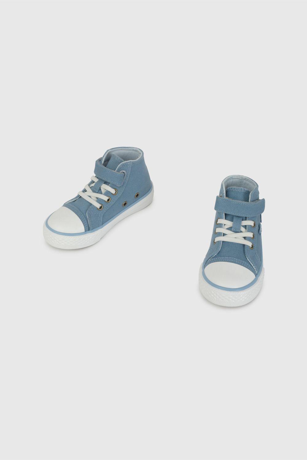 Zapatilla Urbana De Lona Azul Aplicación Flores Caña Media 47320350V26-3