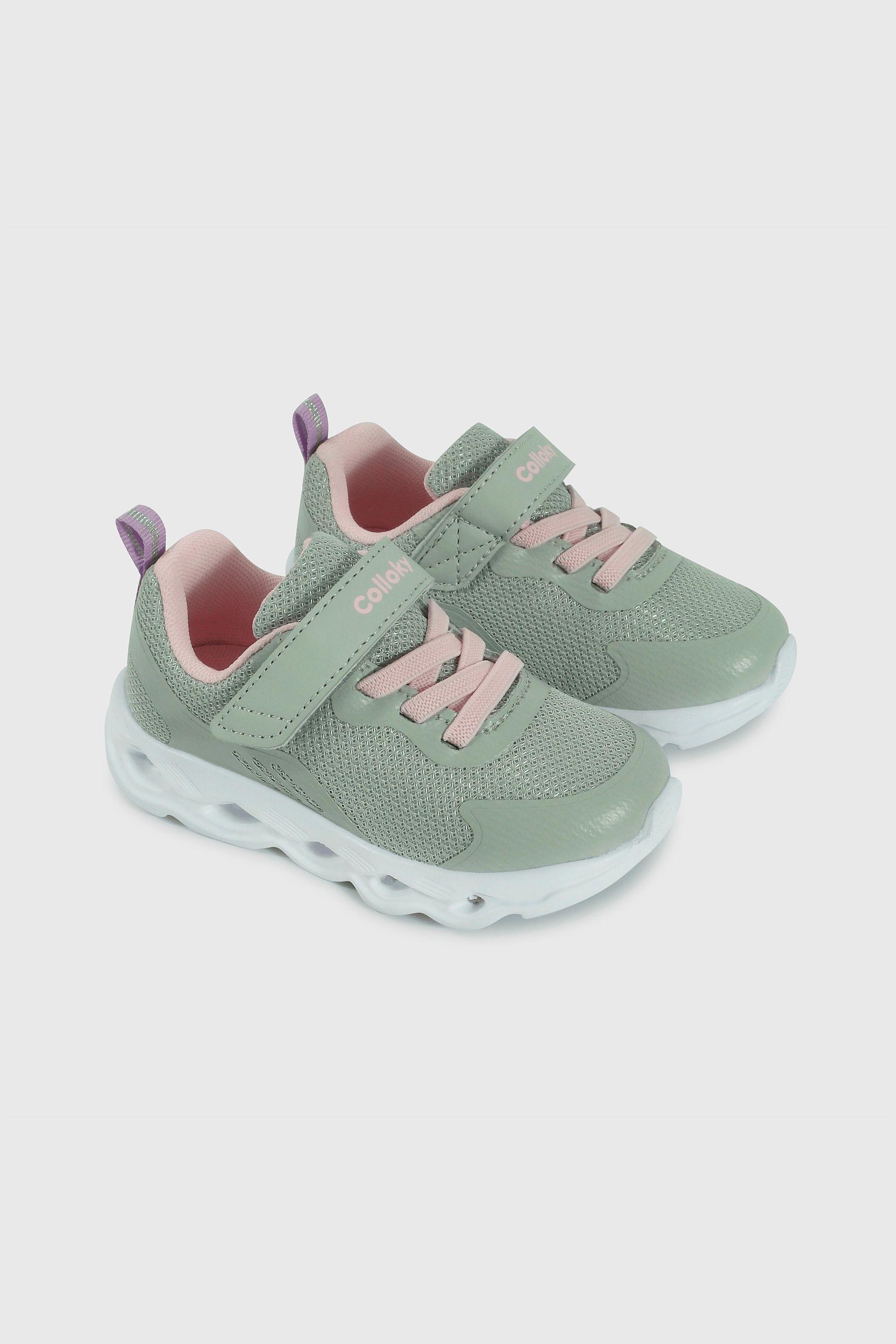 Zapatilla Caminante con luces de Niña Gris Velcro y Cordón-0