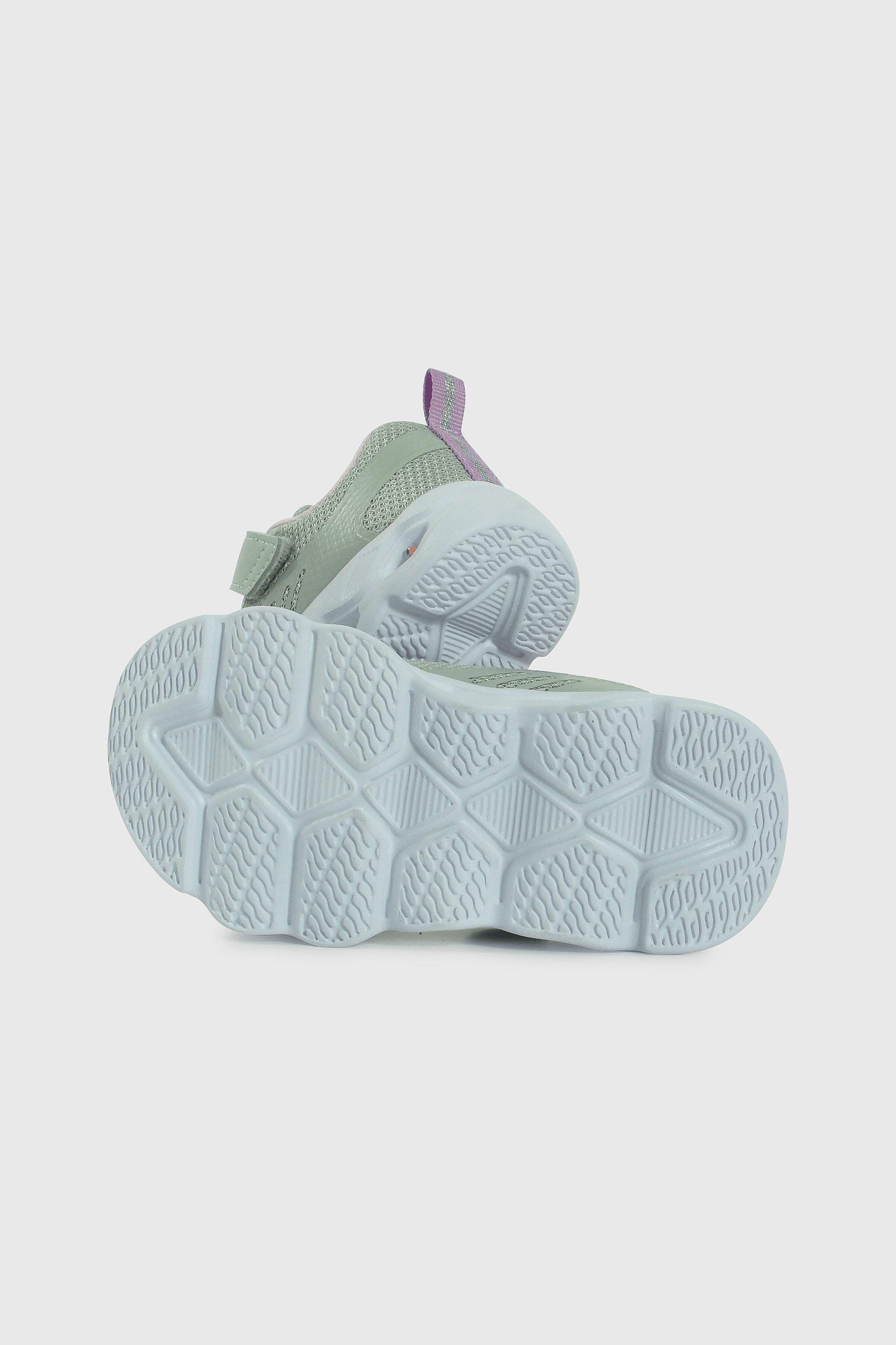 Zapatilla Caminante con luces de Niña Gris Velcro y Cordón-2