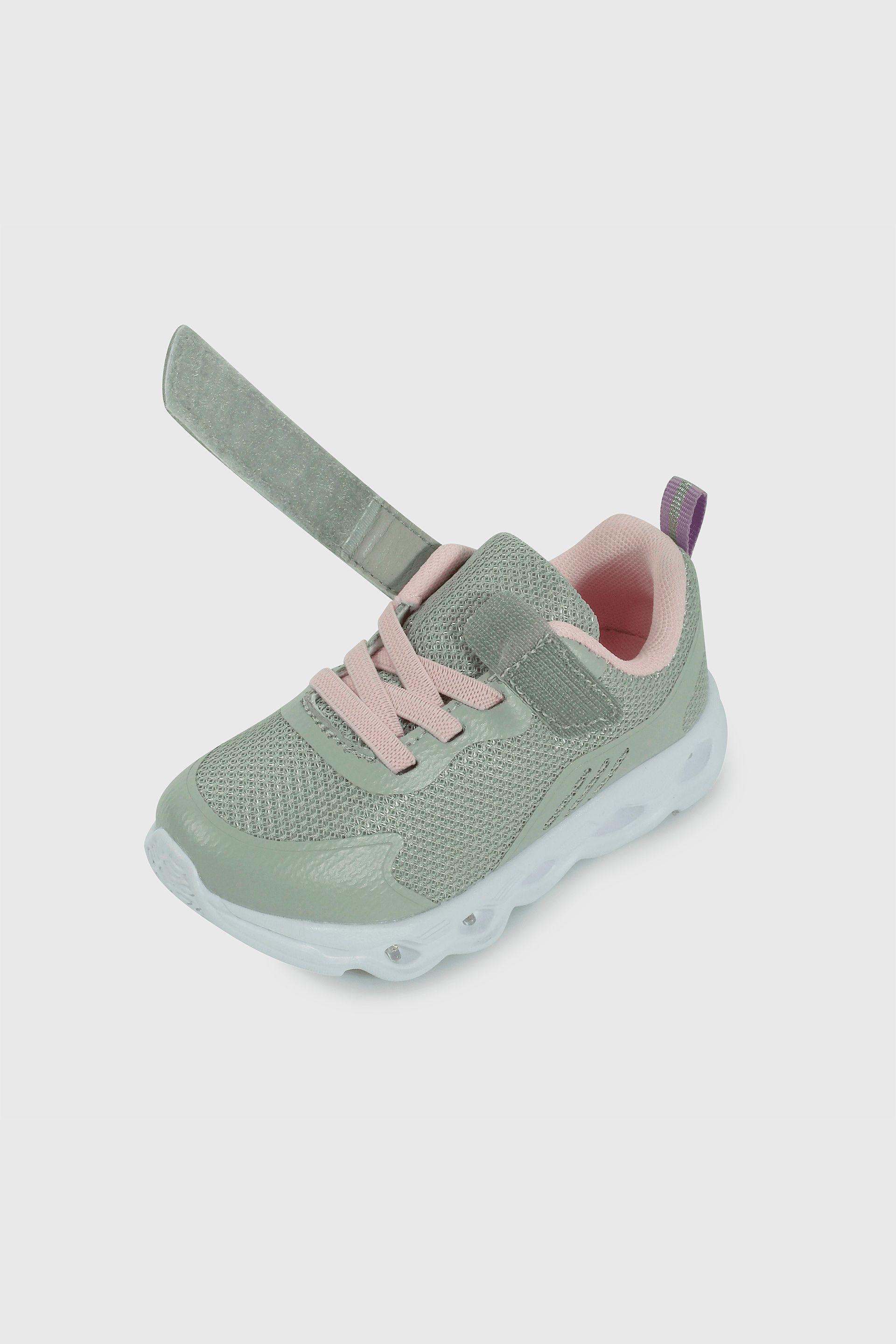 Zapatilla Caminante con luces de Niña Gris Velcro y Cordón-5