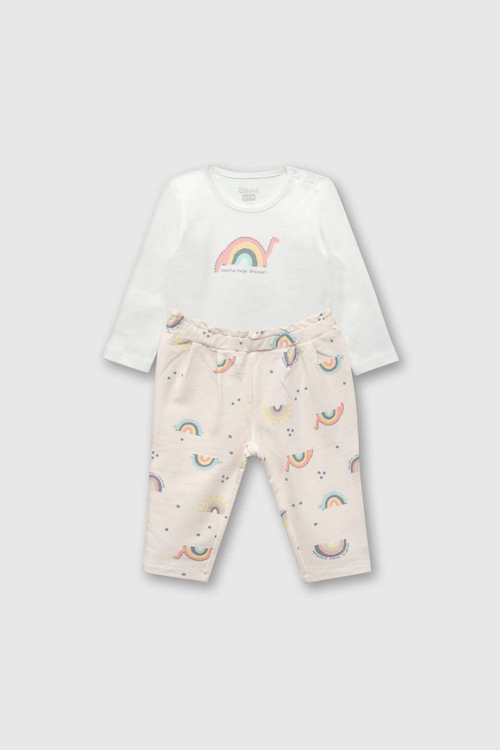 Conjunto Body/Pantalón Blanco de Niña-0