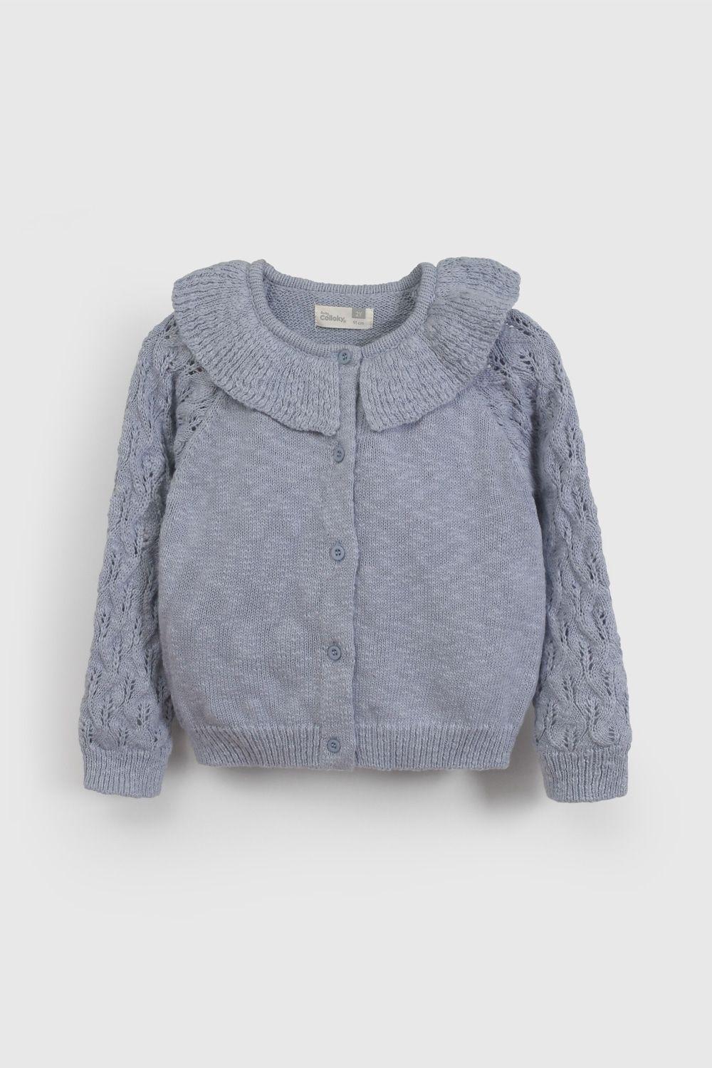 Chaleco Celeste Cuello Vuelos De Niña CHLA1440V26-0