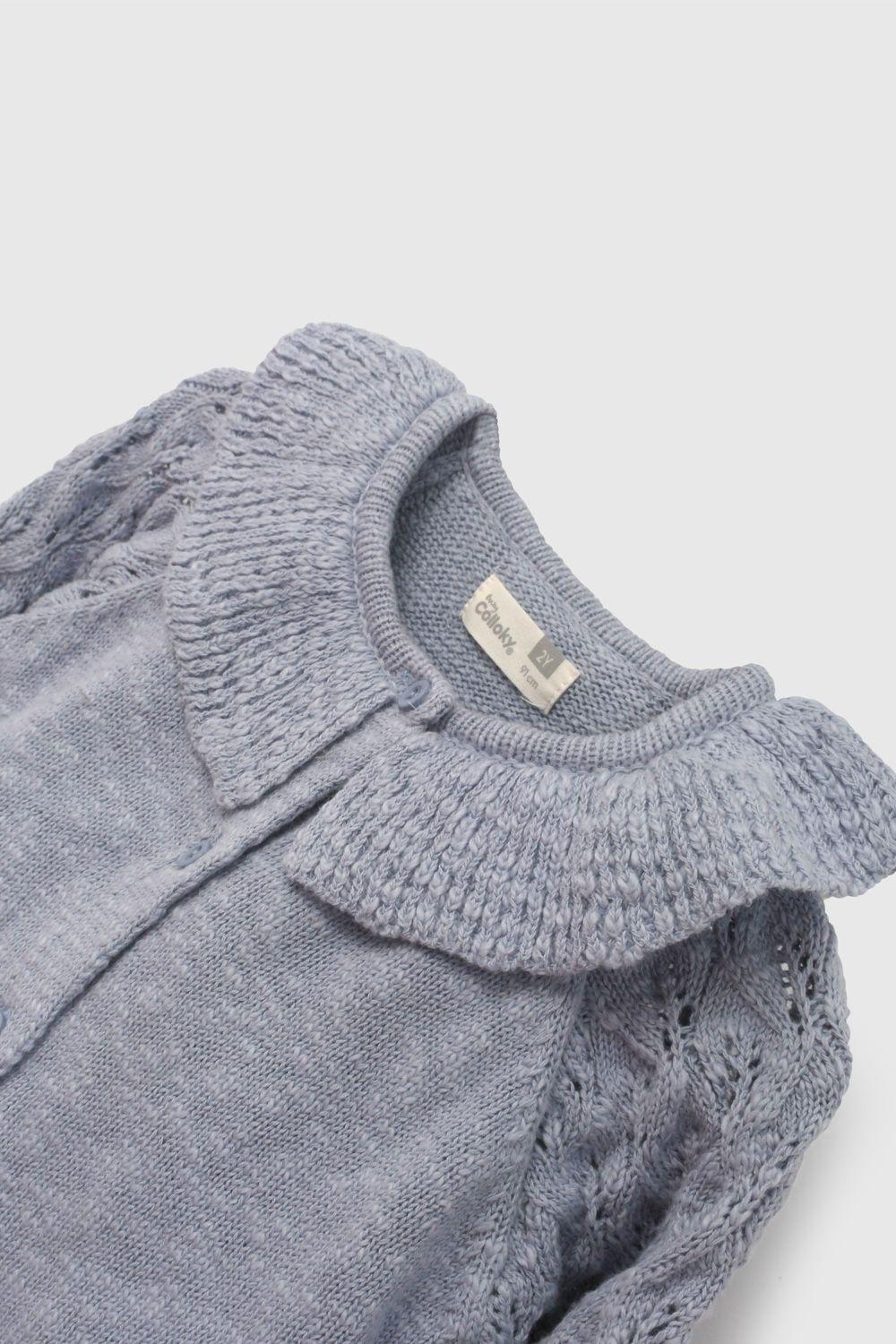 Chaleco Celeste Cuello Vuelos De Niña CHLA1440V26-3