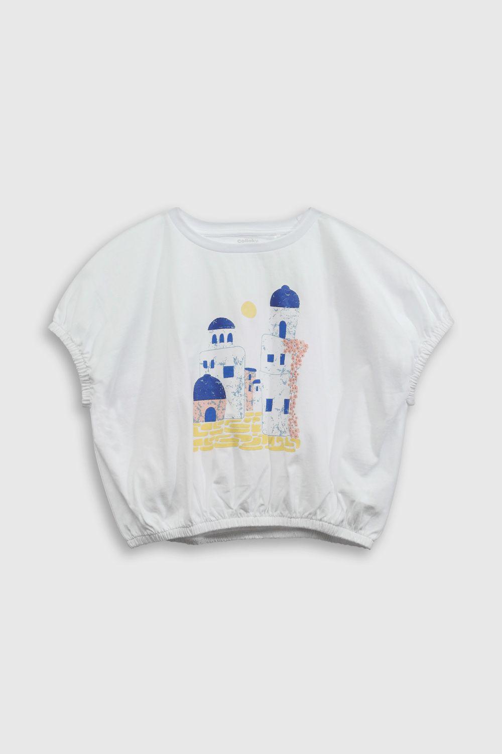 Polera de algodón con estampado con detalles metalizados-0