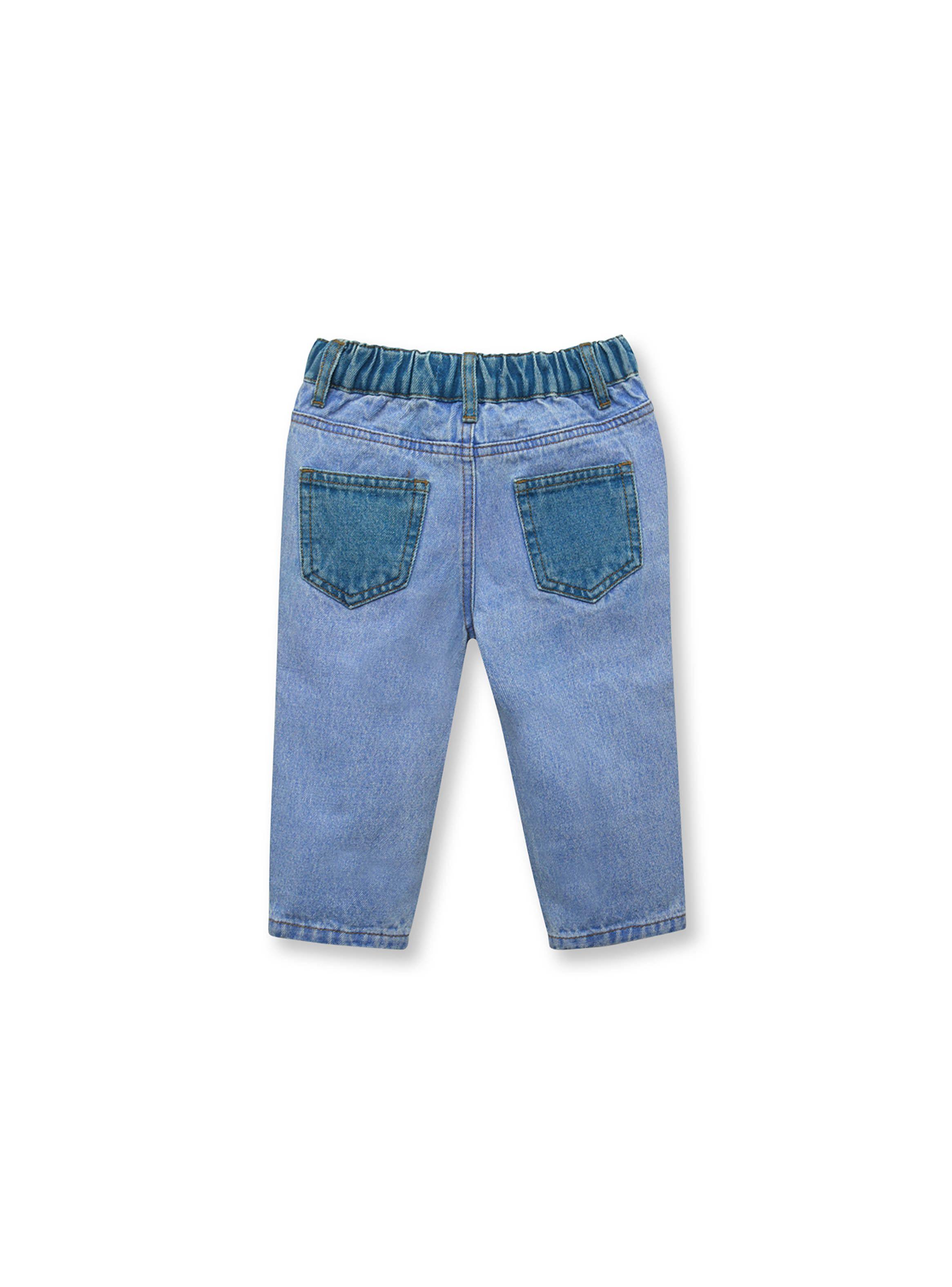 Jeans Bebé Niña Bloques Azul Oscuro (3 A 36 Meses) Colloky-1