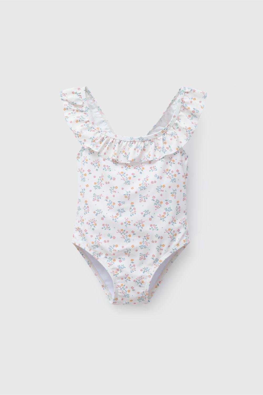 Traje De Baño UV Beige Flores De Niña TBLY1275V26-0