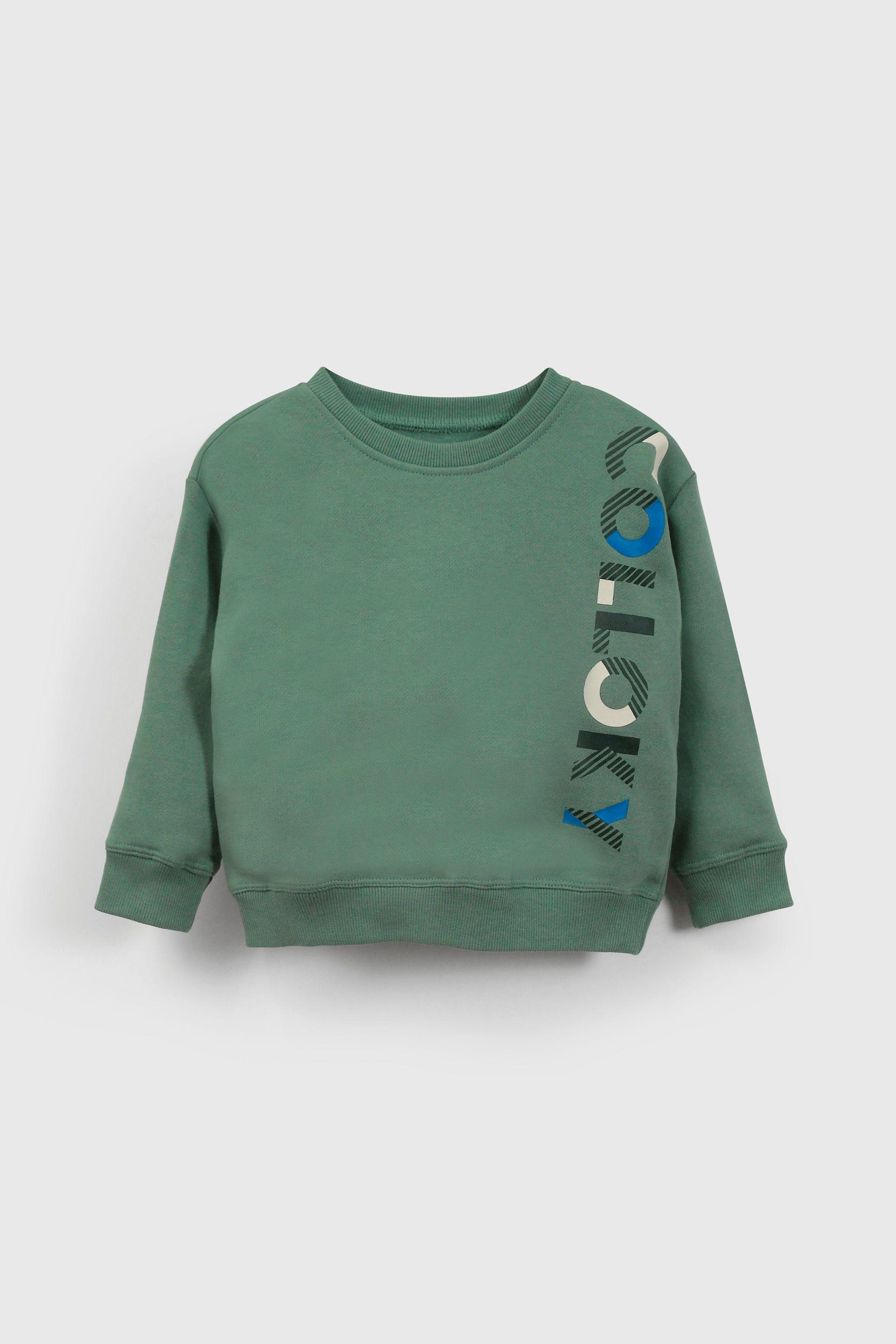 Polerón Verde con Carda en el interior, Hombro caído Estampado-0