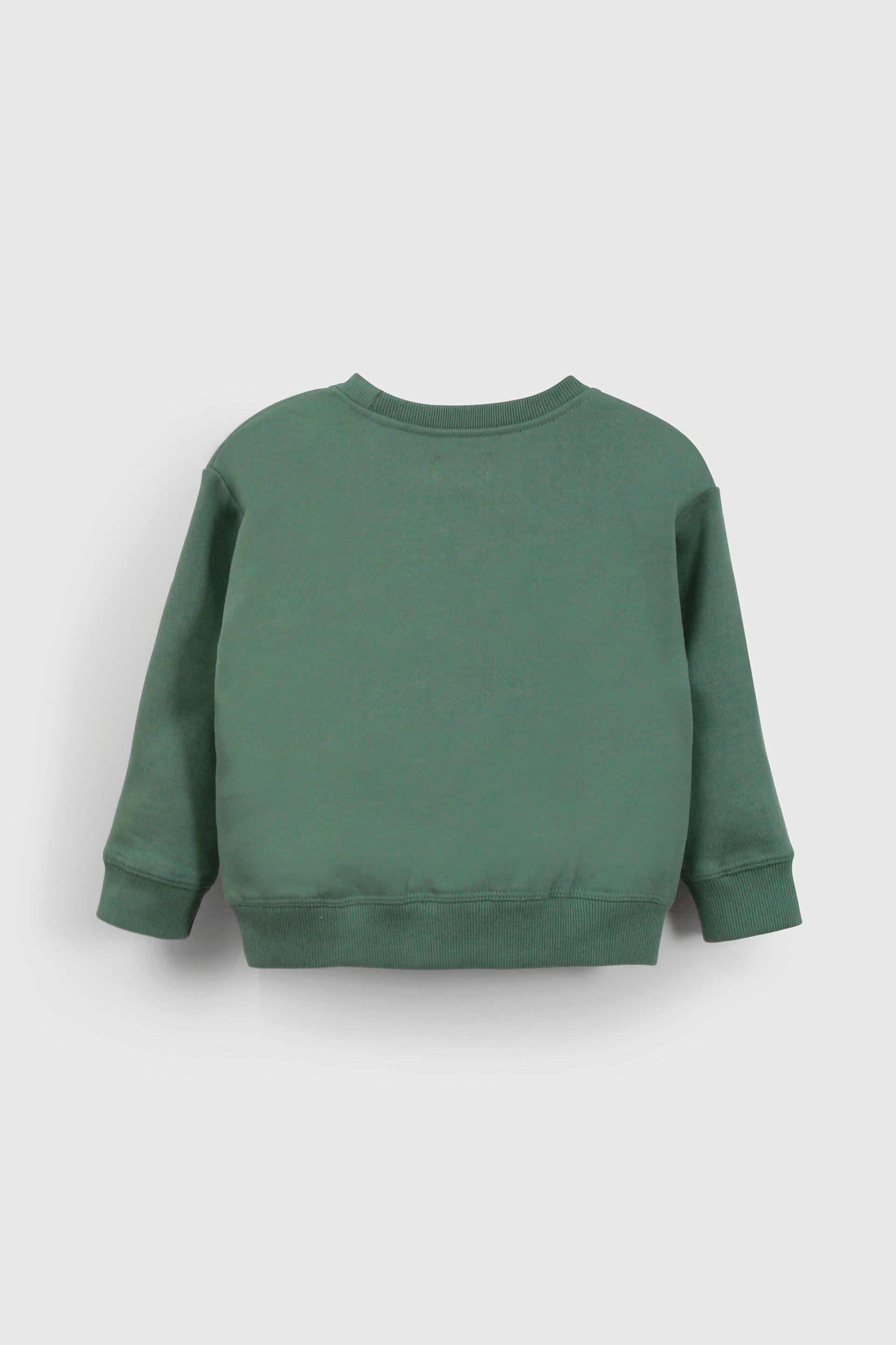 Polerón Verde con Carda en el interior, Hombro caído Estampado-1