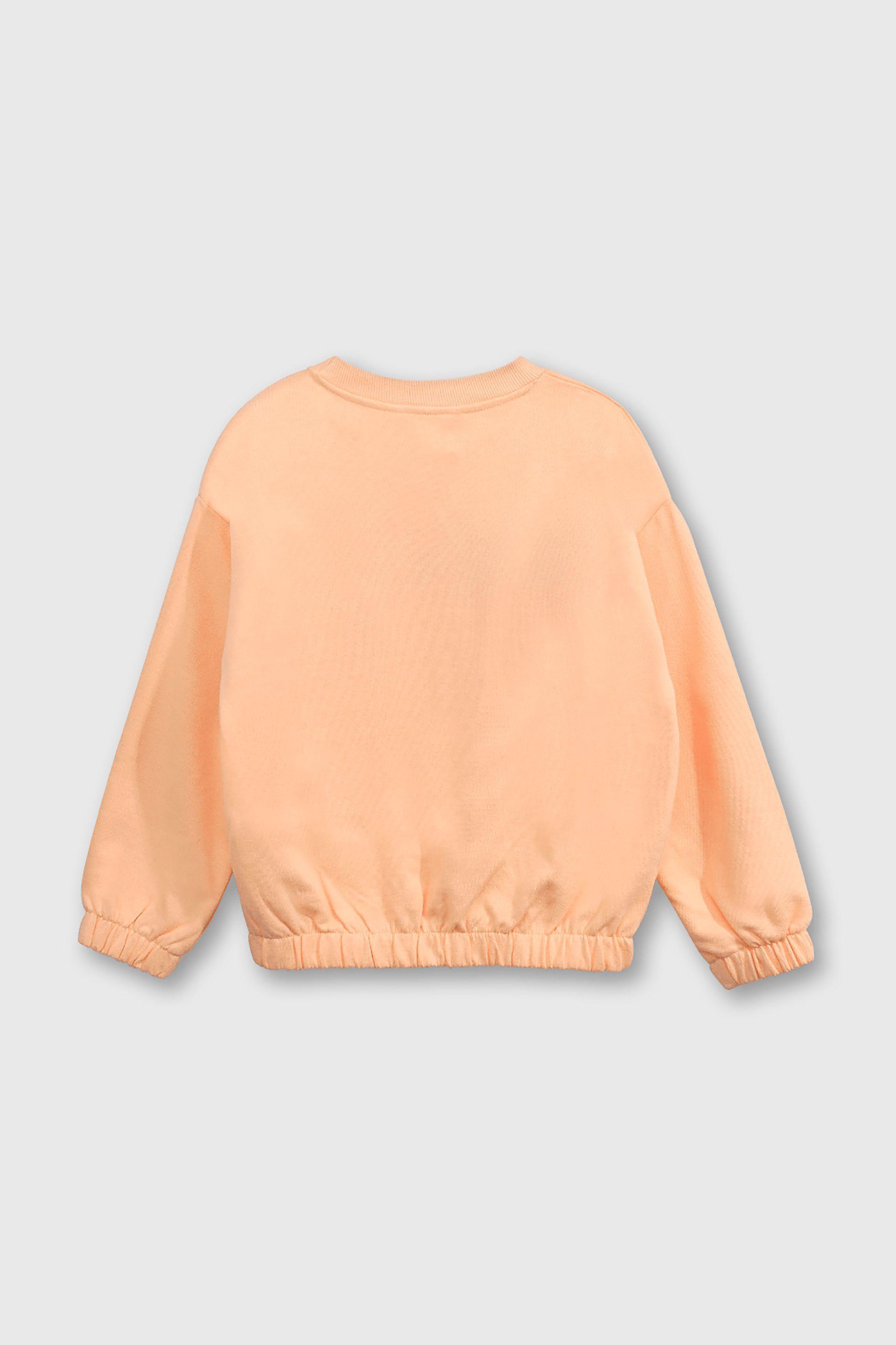 Polerón Naranjo Hombro Caído de polycotton Estampado Bordado para Niña-1