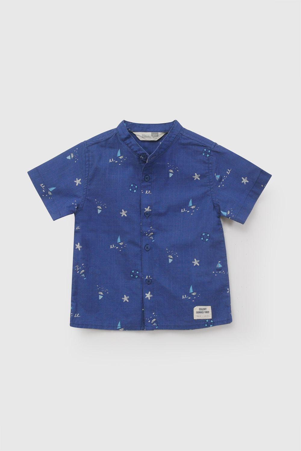 Camisa Manga Corta Denim Niño 6-9M a 4-5A Colloky-0