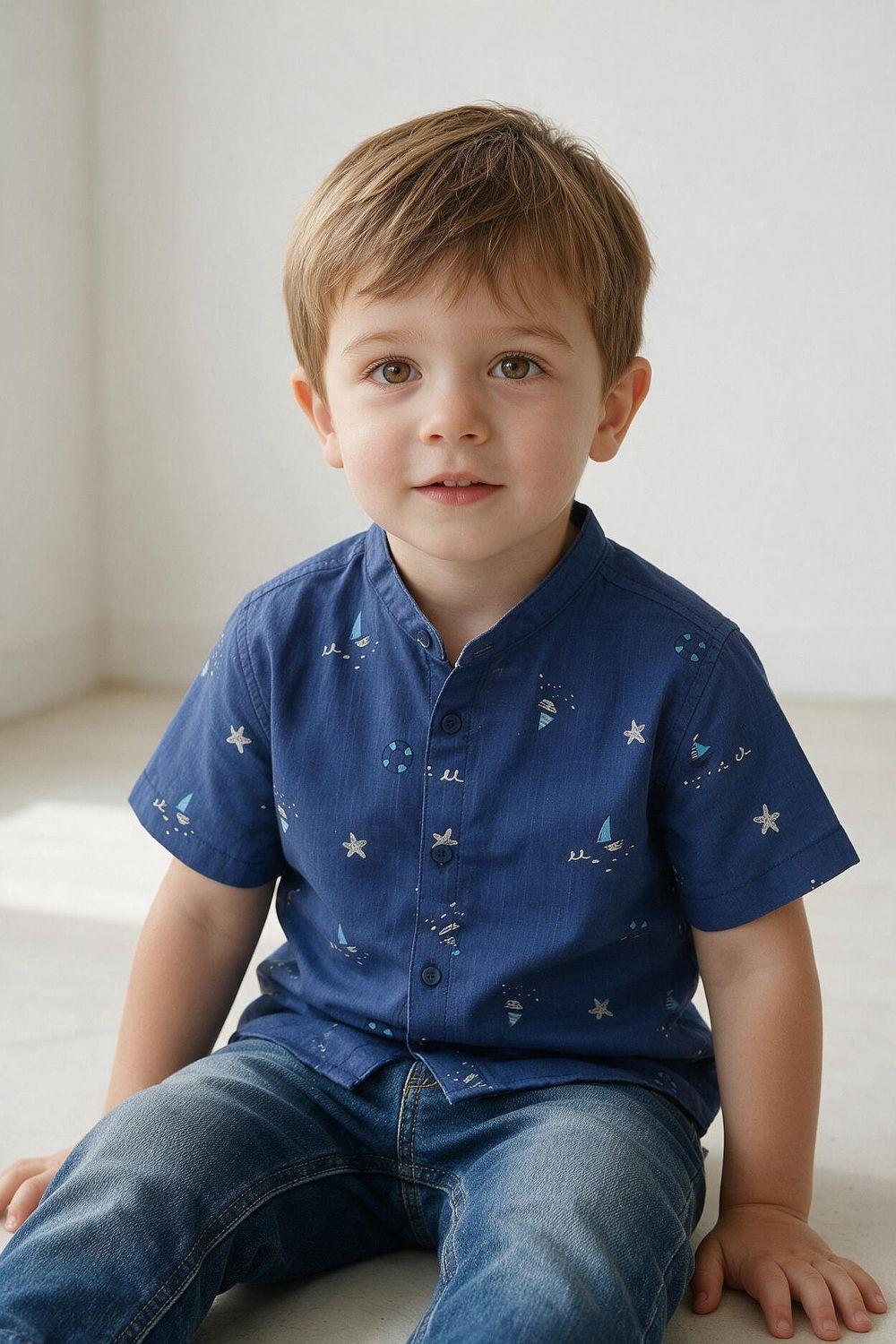 Camisa Manga Corta Denim Niño 6-9M a 4-5A Colloky-1