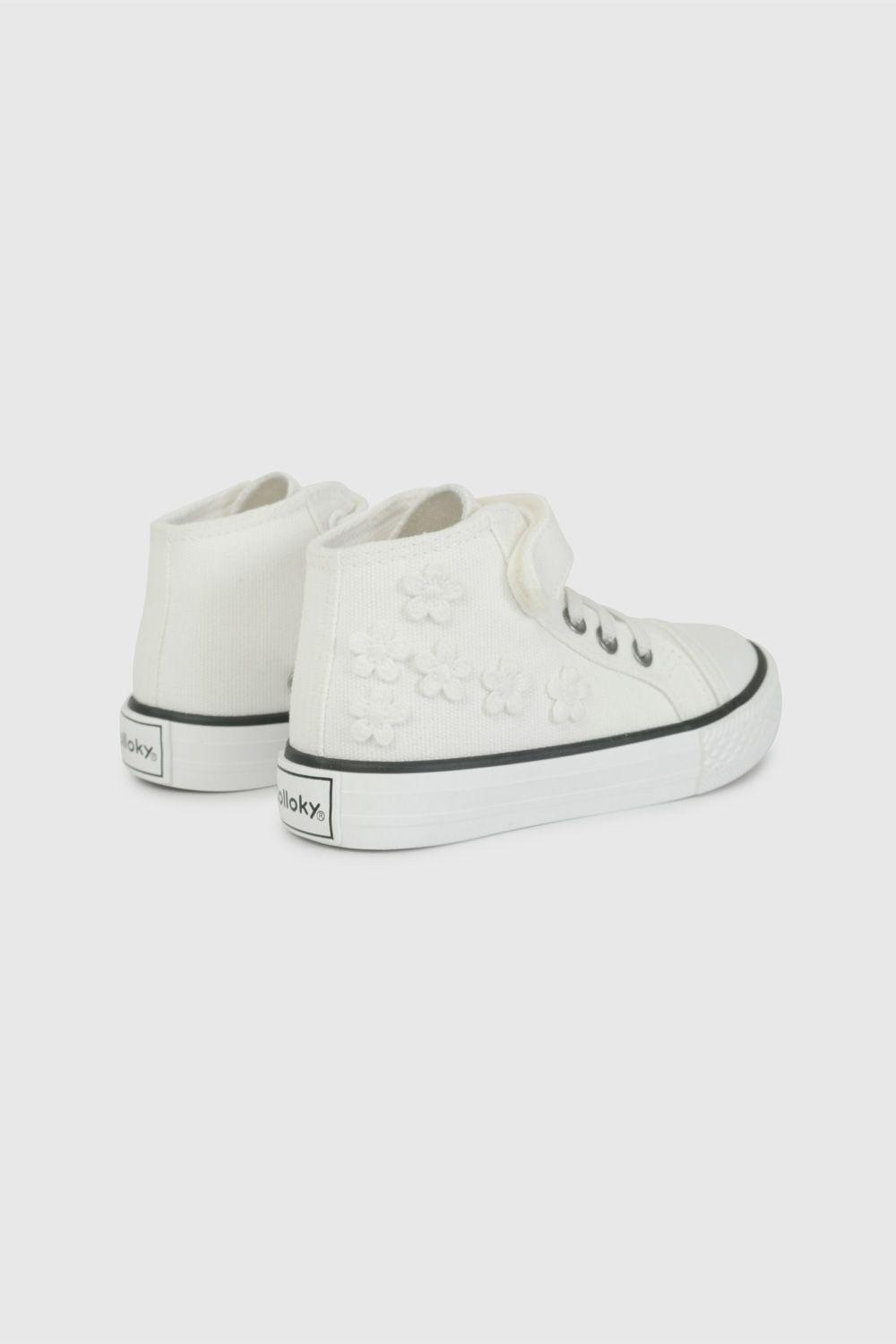 Zapatilla de Lona Blanca con Aplicaciones de Flores 47320310V26-4