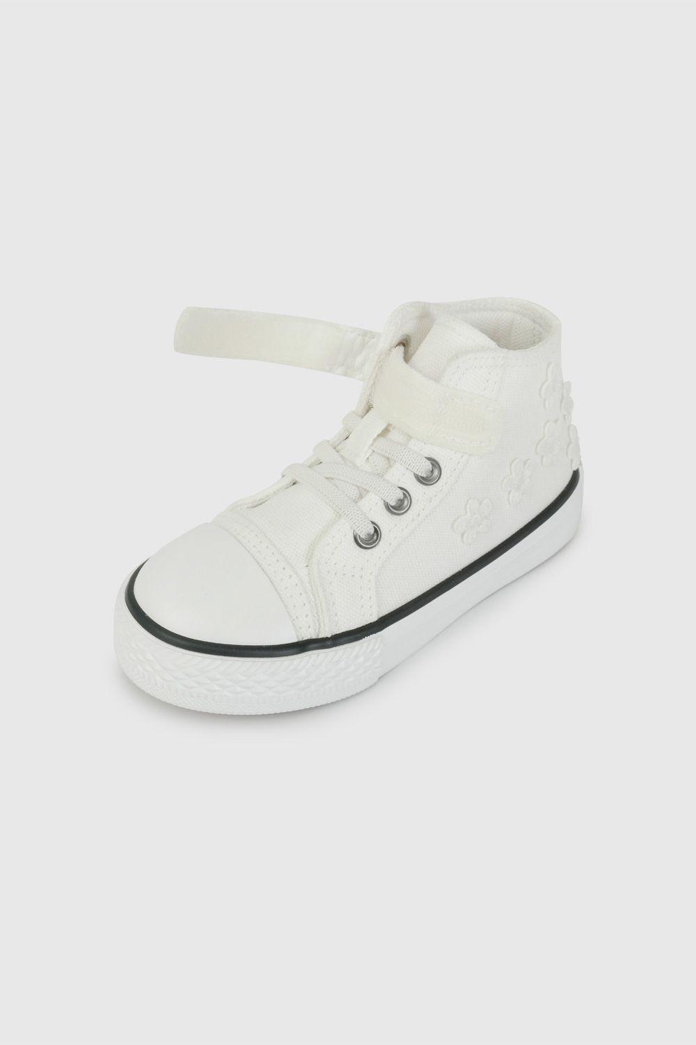 Zapatilla de Lona Blanca con Aplicaciones de Flores 47320310V26-5