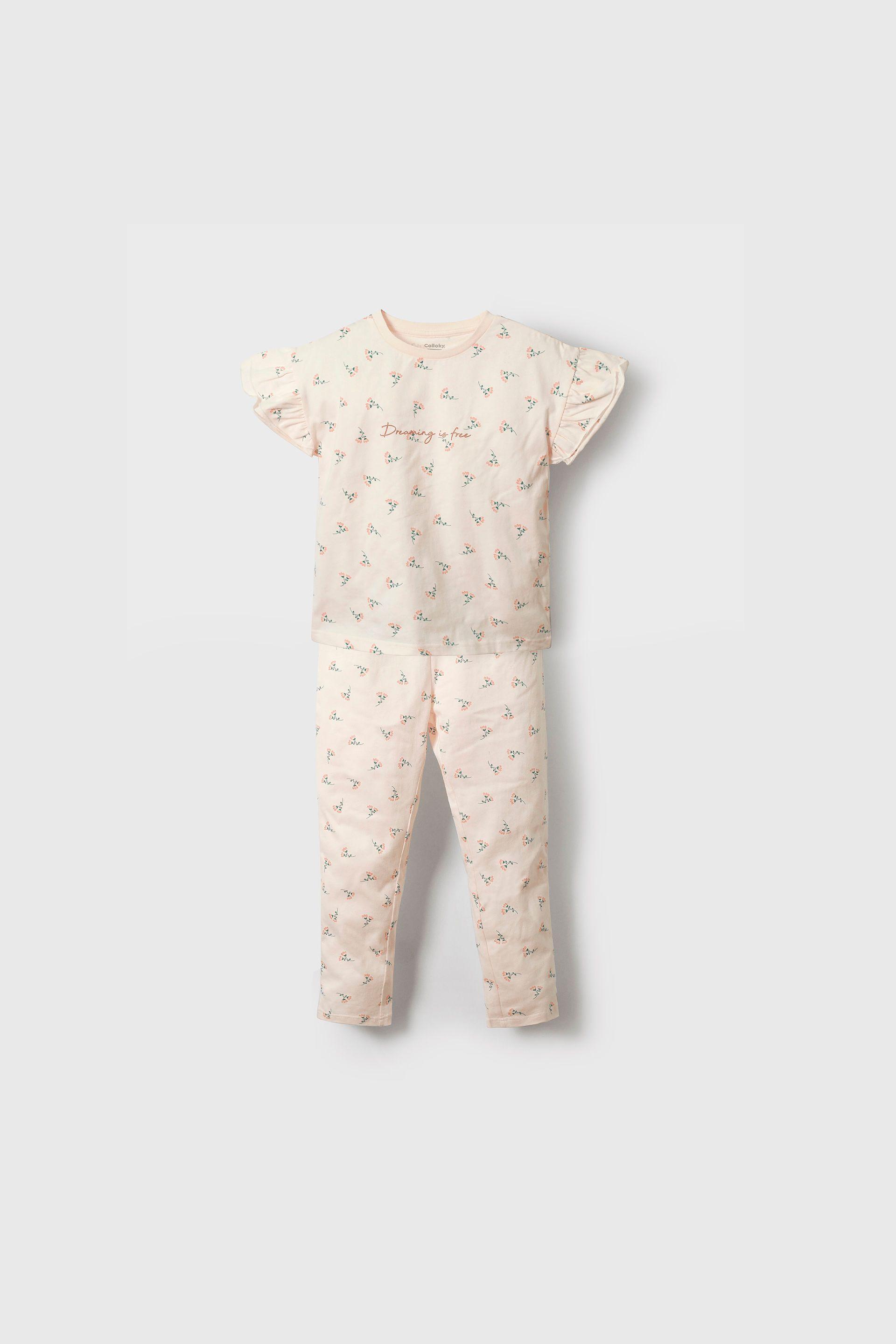 Pijama beige para niña, suave y cómodo para dormir-0