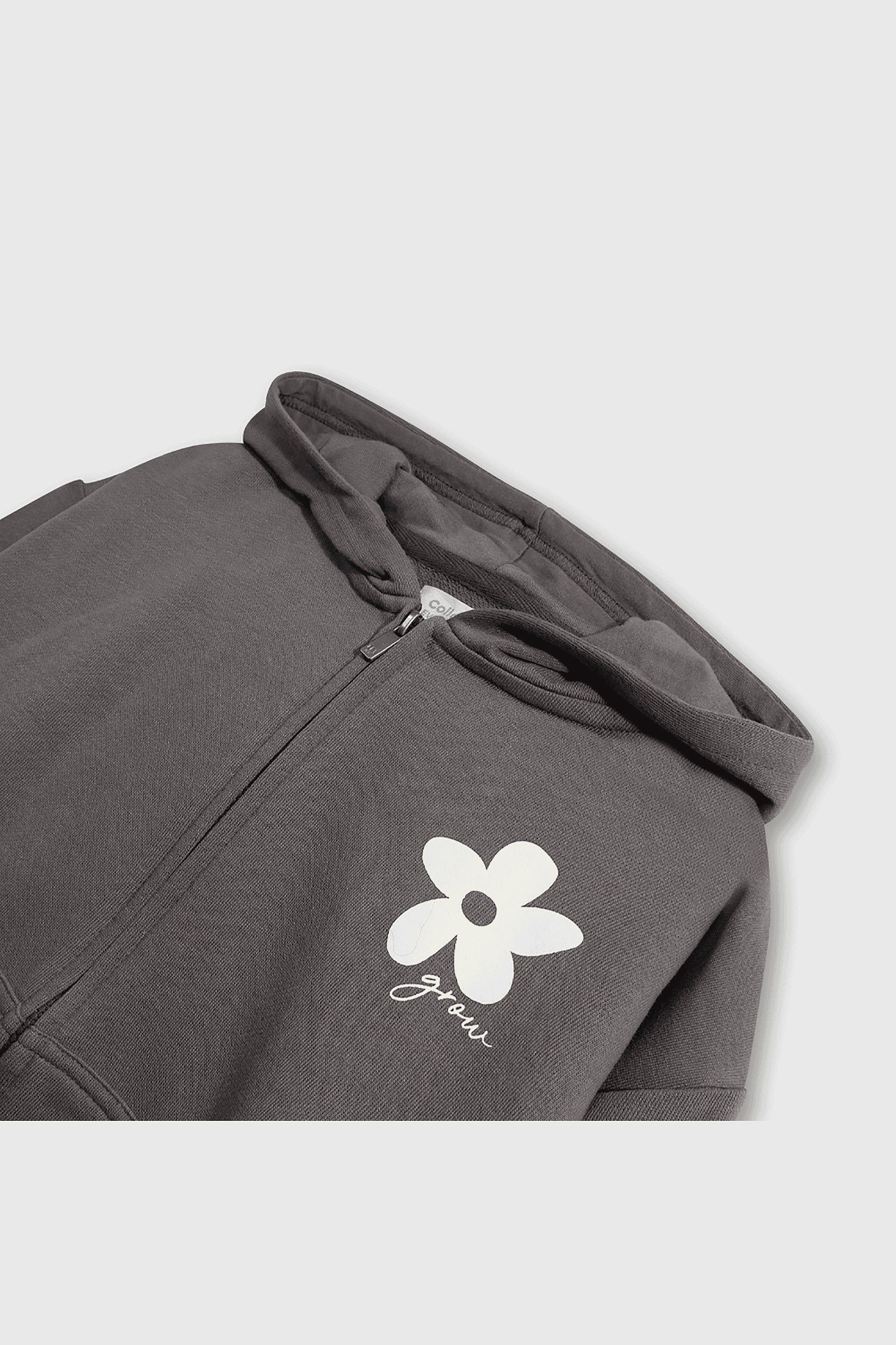 Polerón Negro Hombro Caído de polycotton con Gorro Forrado y Cierre-2