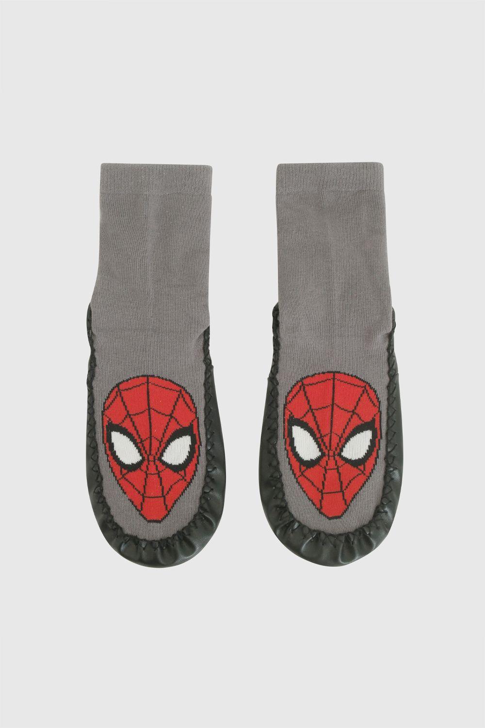 Calcetin Antideslizante Spiderman Gris Niño 3/4A a 9/12A Colloky-0
