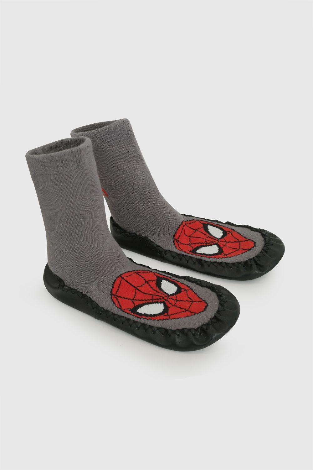 Calcetin Antideslizante Spiderman Gris Niño 3/4A a 9/12A Colloky-2