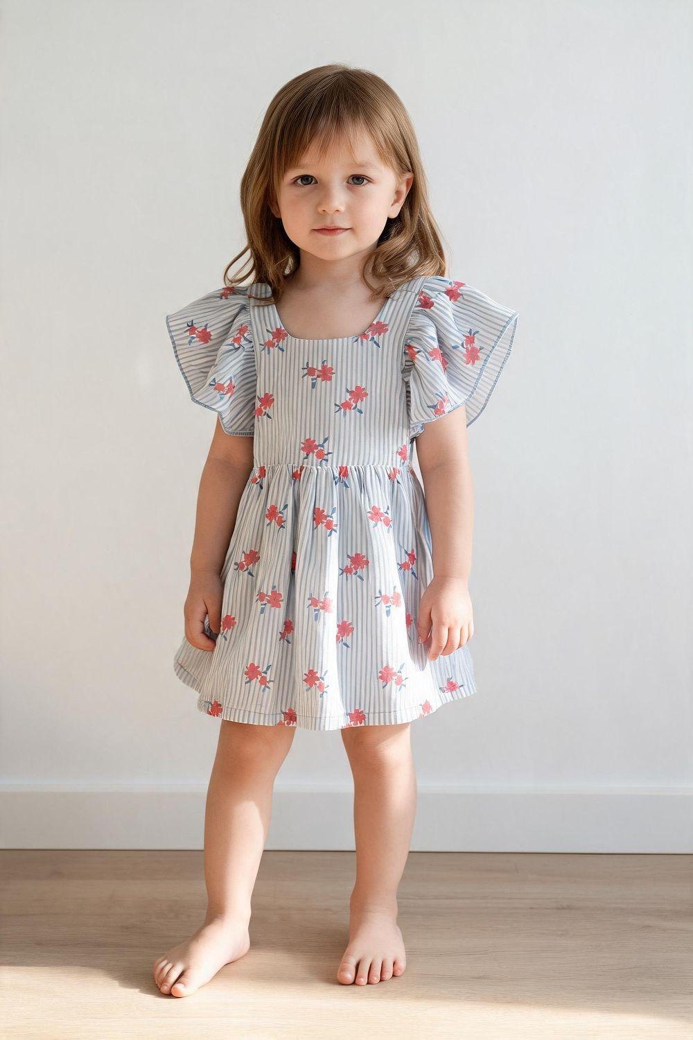 Vestido Viscosa Celeste Niña 6-9M a 4-5A Colloky-1