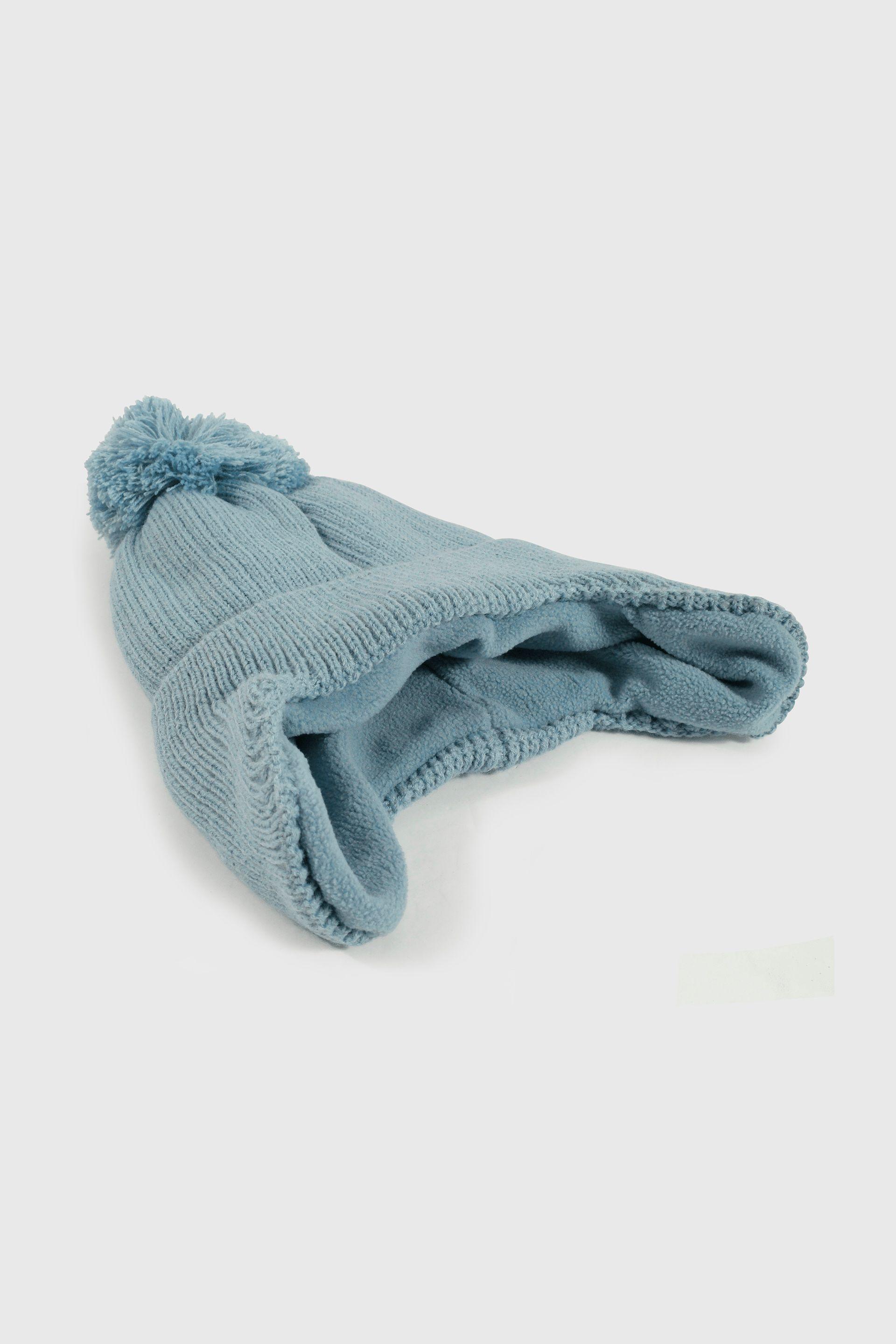 Gorro Tejido con Forro Azul-3