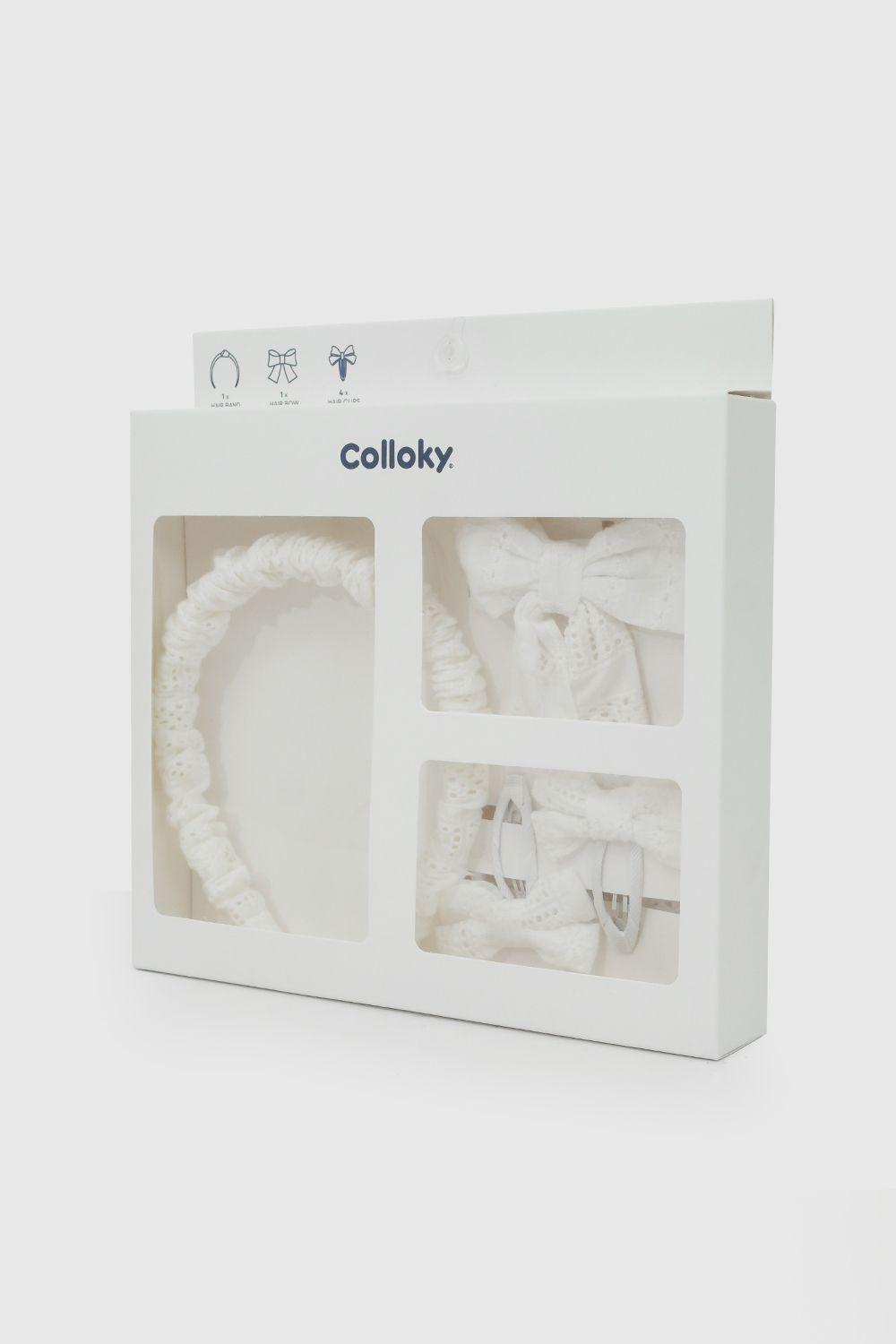 Pack collet y cintas niña beige-3