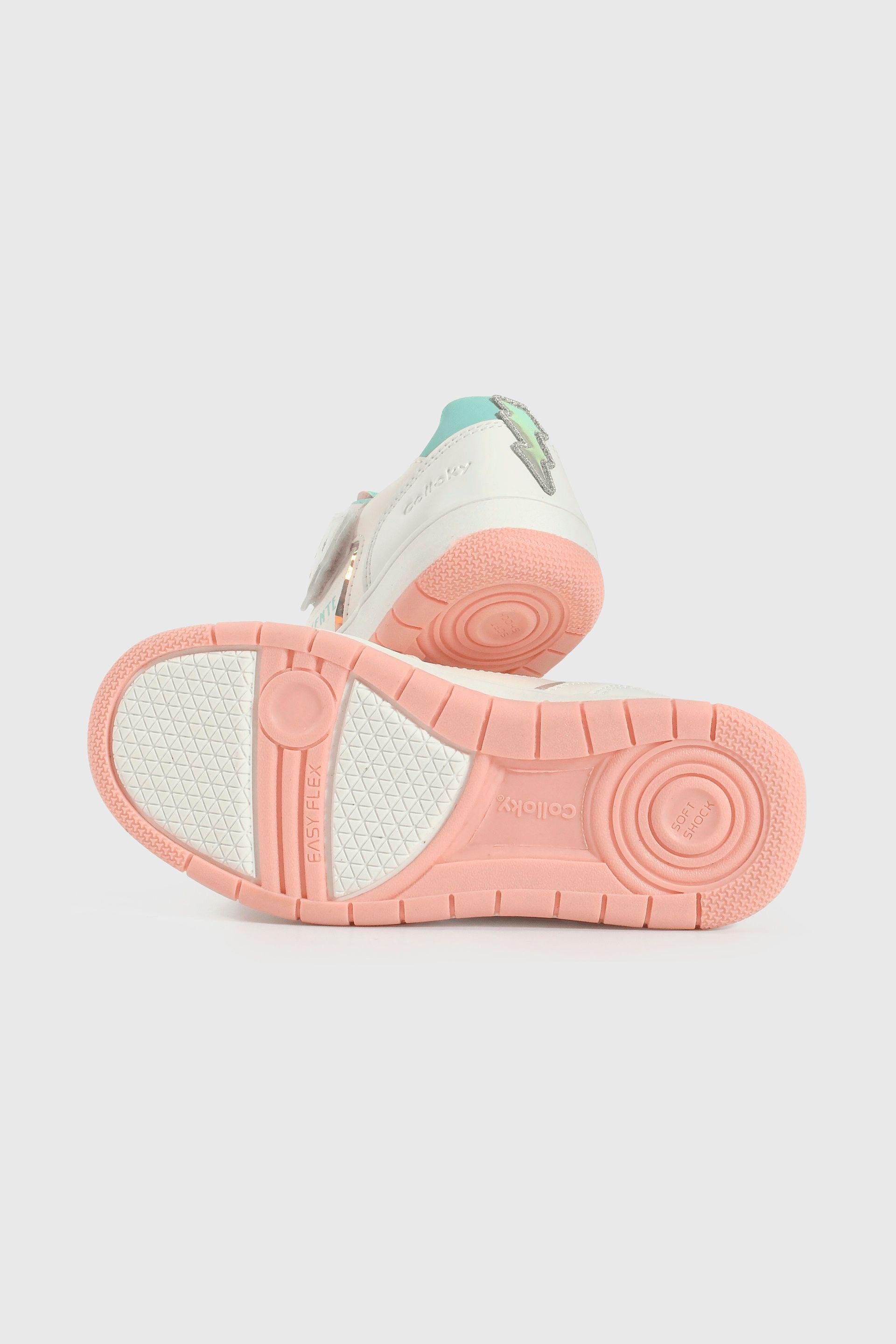 Zapatilla Lifestyle de Niña Blanco Caña Baja con Velcro y Cordón-2