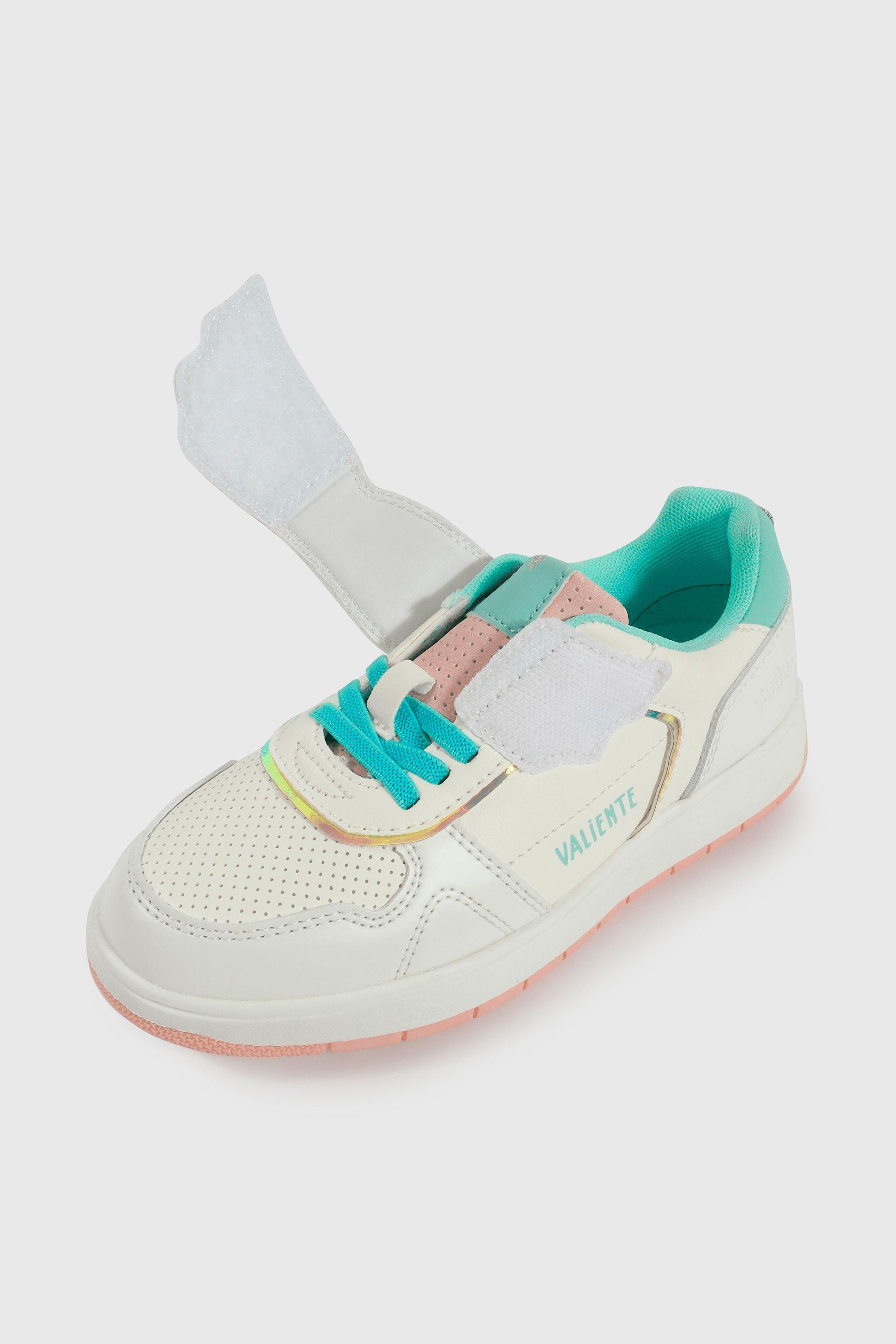 Zapatilla Lifestyle de Niña Blanco Caña Baja con Velcro y Cordón-5