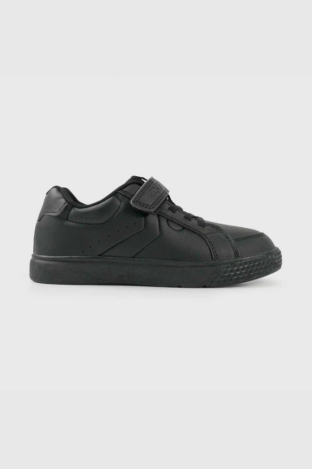 Zapatilla Escolar Unisex Negra con Velcro-1