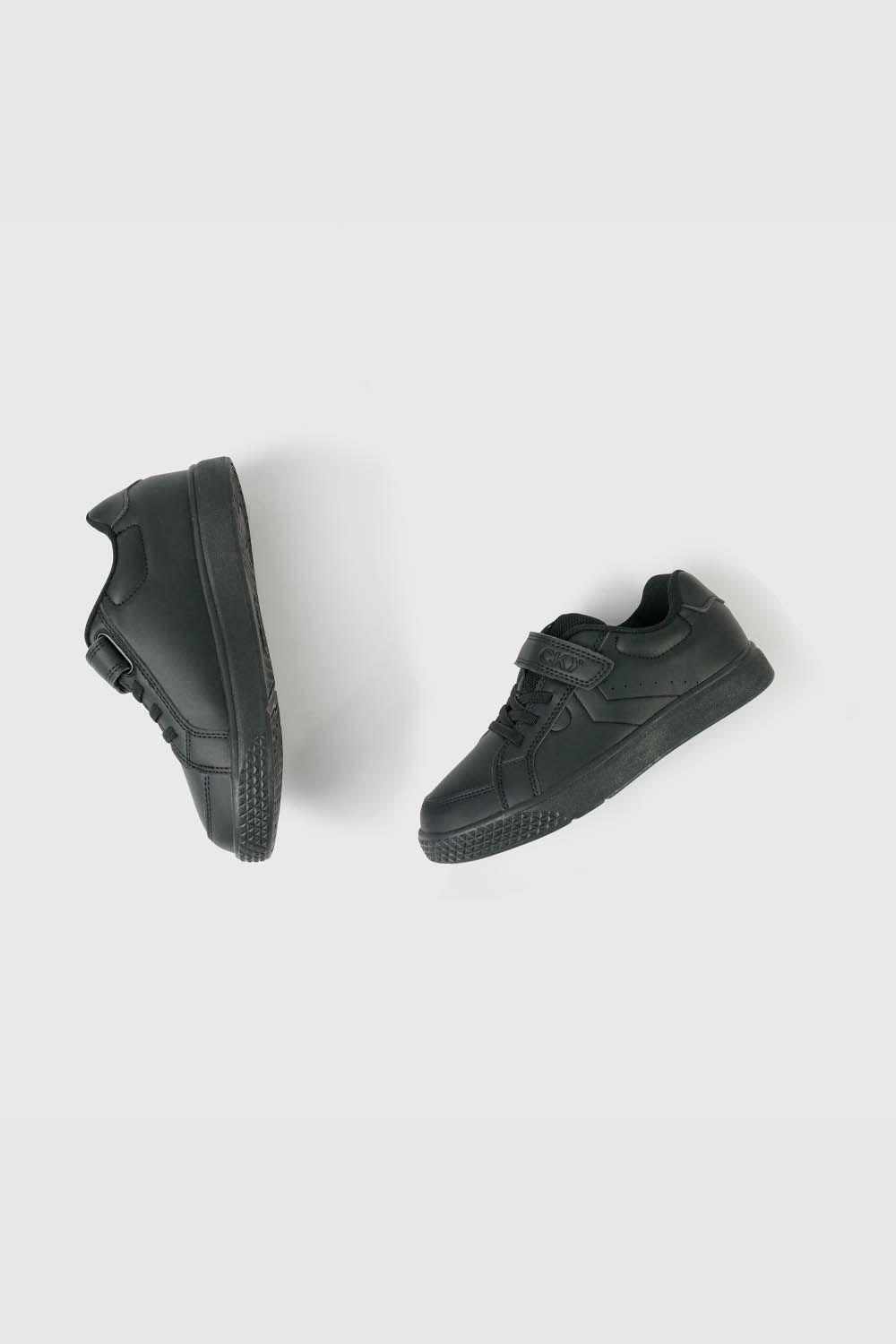 Zapatilla Escolar Unisex Negra con Velcro-3