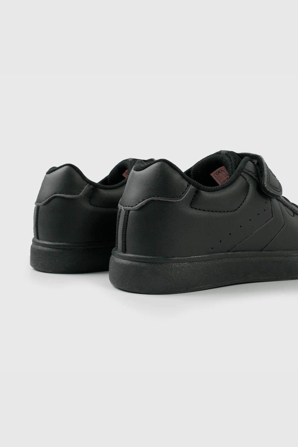 Zapatilla Escolar Unisex Negra con Velcro-4