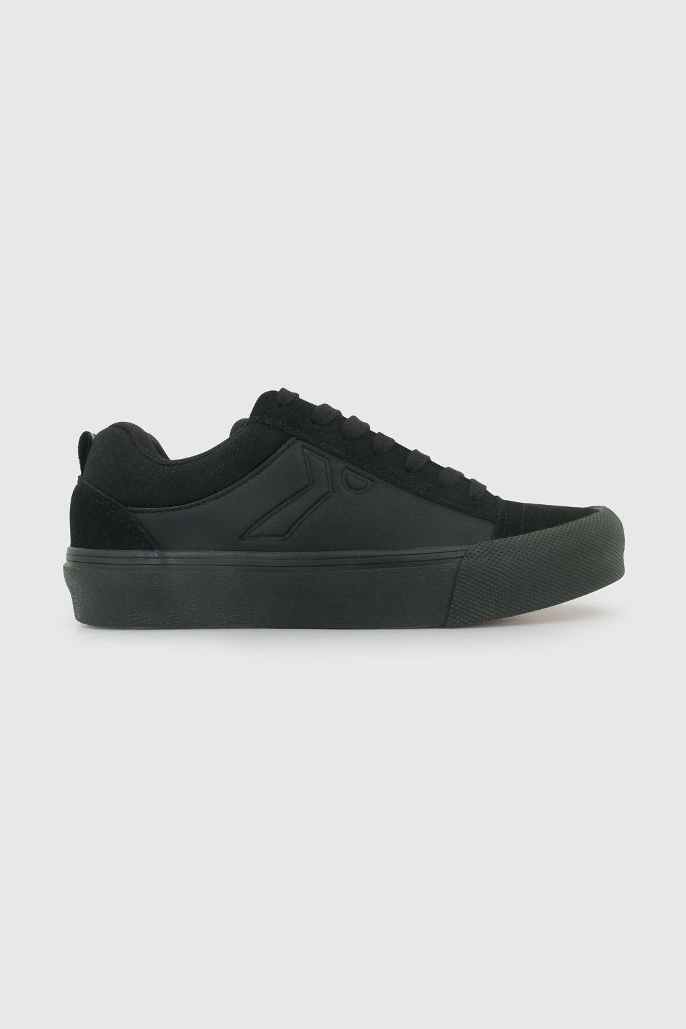 Zapato Escolar de Niño Negro capellada de cuero caña baja-2