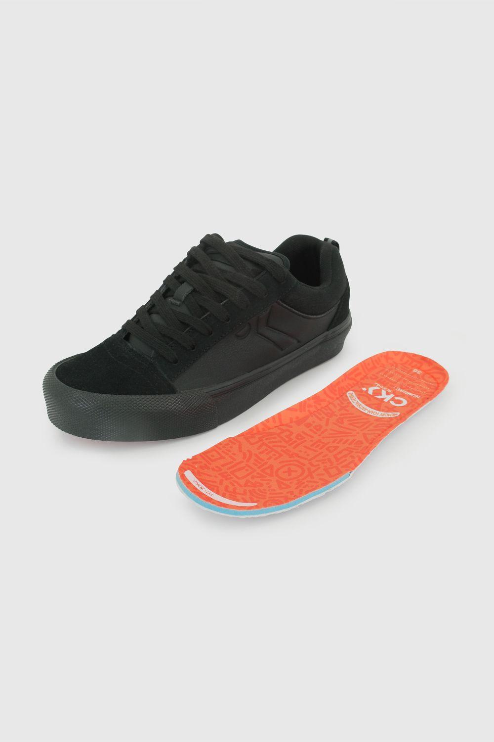 Zapato Escolar de Niño Negro capellada de cuero caña baja-5