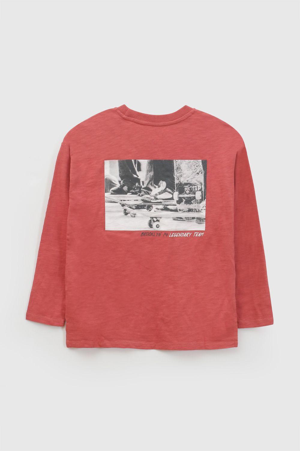 Polera manga larga skate niño roja 3/4A a 12/13A-1