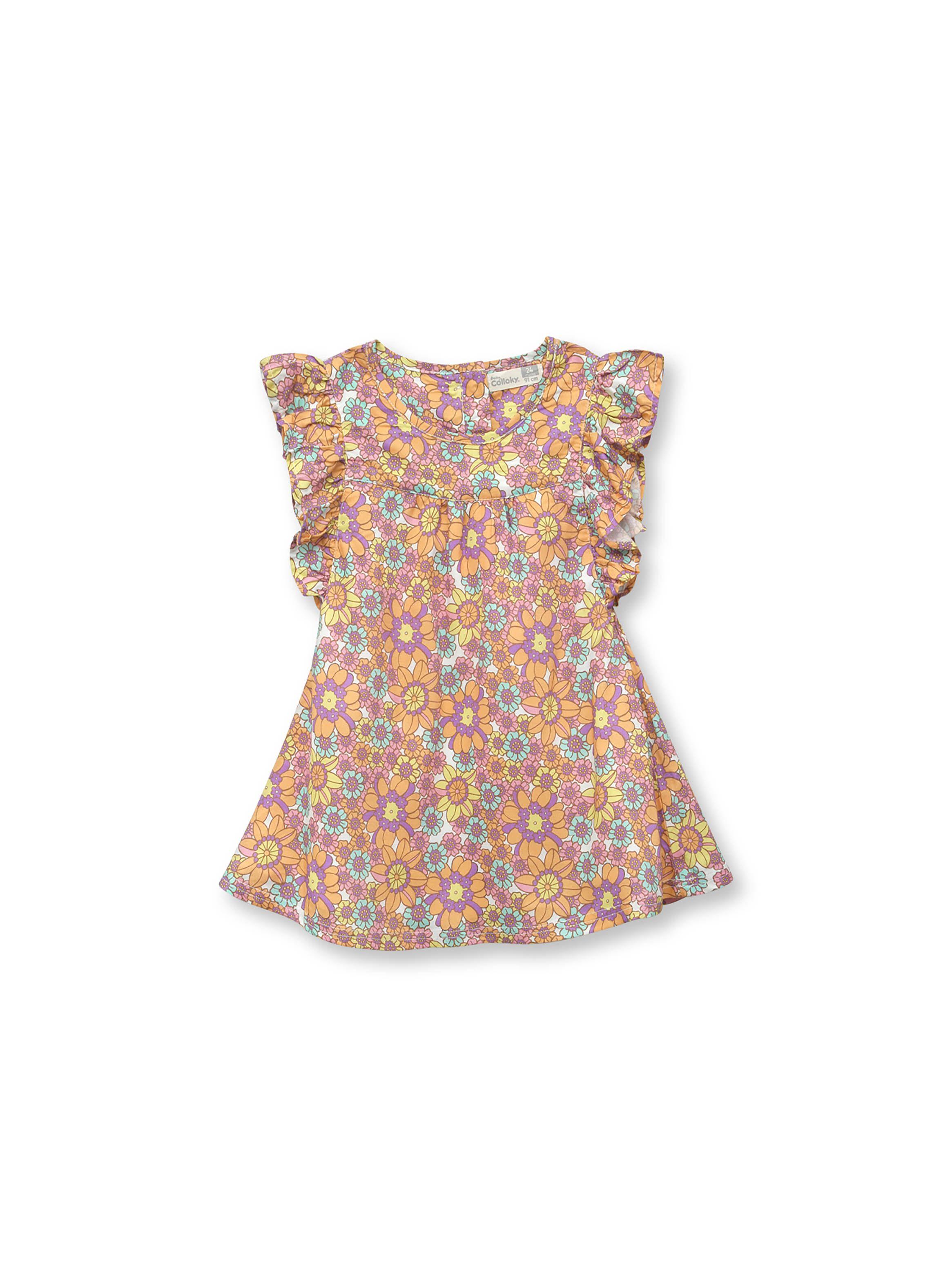 Vestido De Bebé Niña Flores Damasco (3 A 36 Meses) Colloky-0
