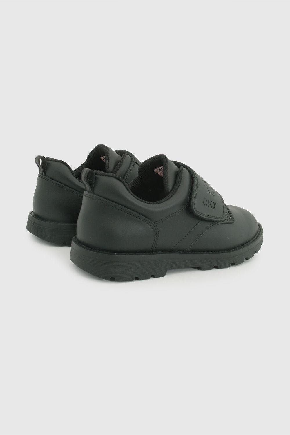 Zapato Escolar de Niño Negro con capellada de cuero-4