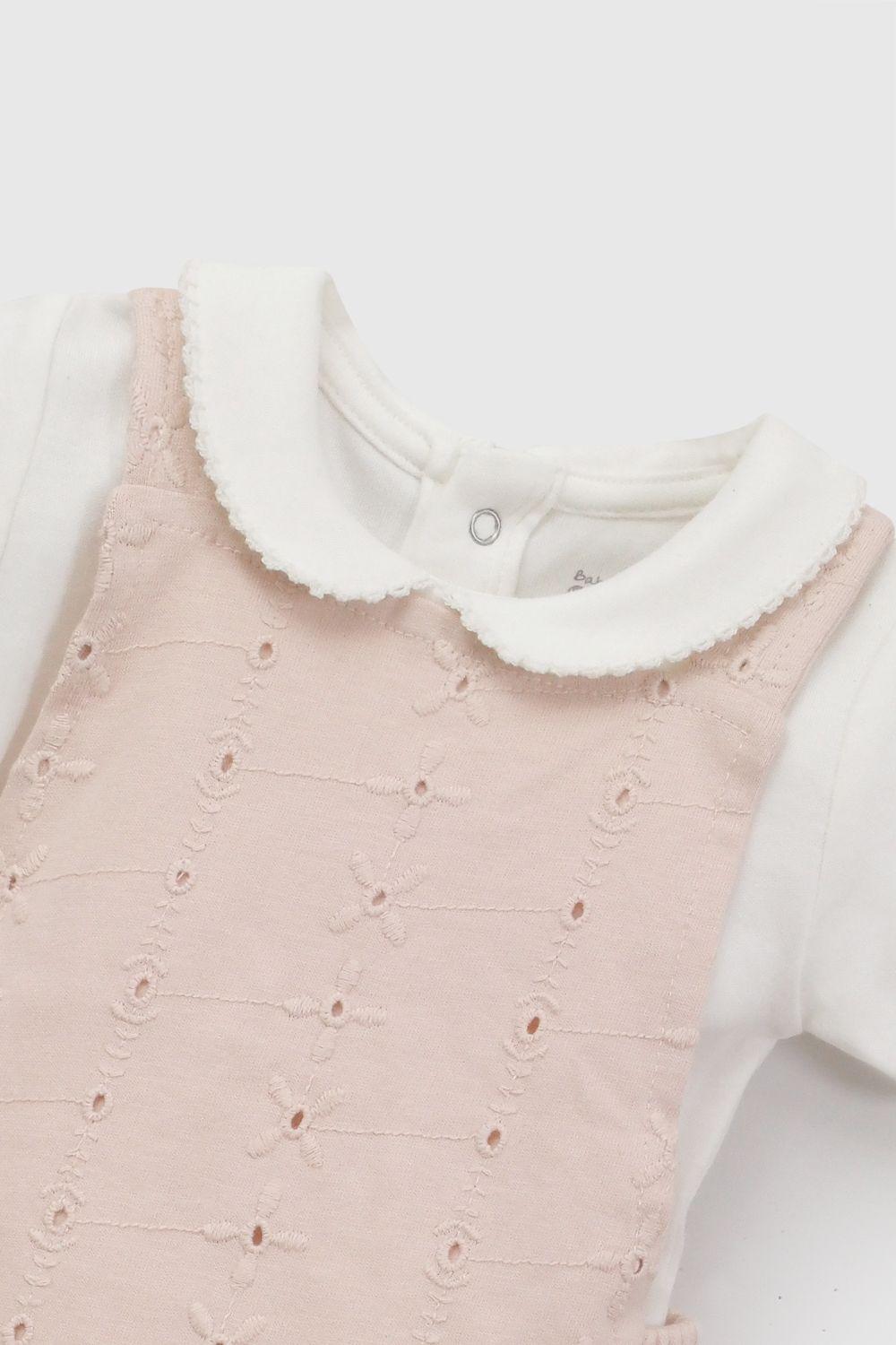 Conjunto Broderie Flores Rosa Viejo Niña Rn a 6-9M Colloky-4